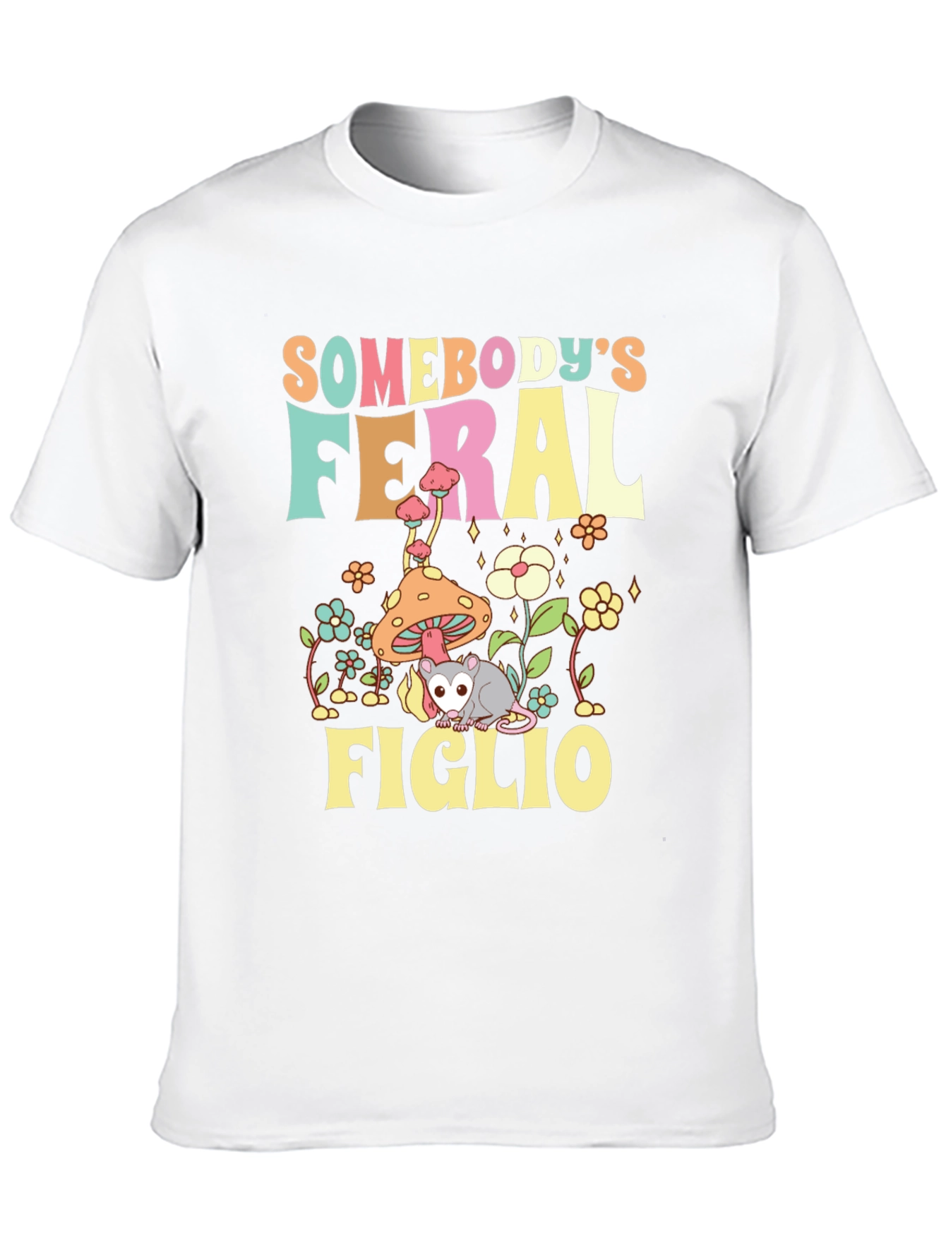 Black Feral Figlio T-Shirt - Cute Possum Design view 10