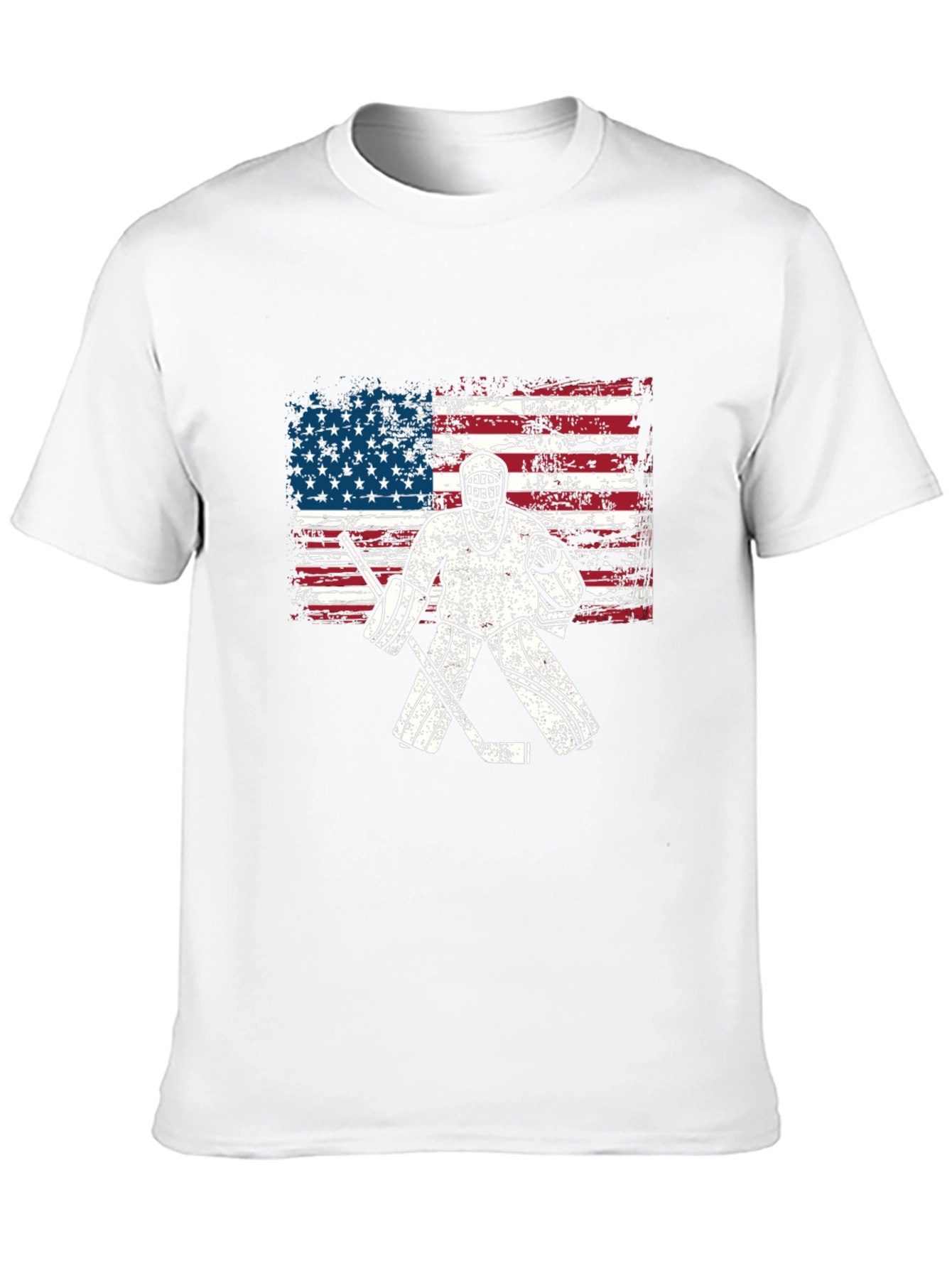 Black USA Hockey Goalie T-Shirt - Patriotic American Flag Design view 10