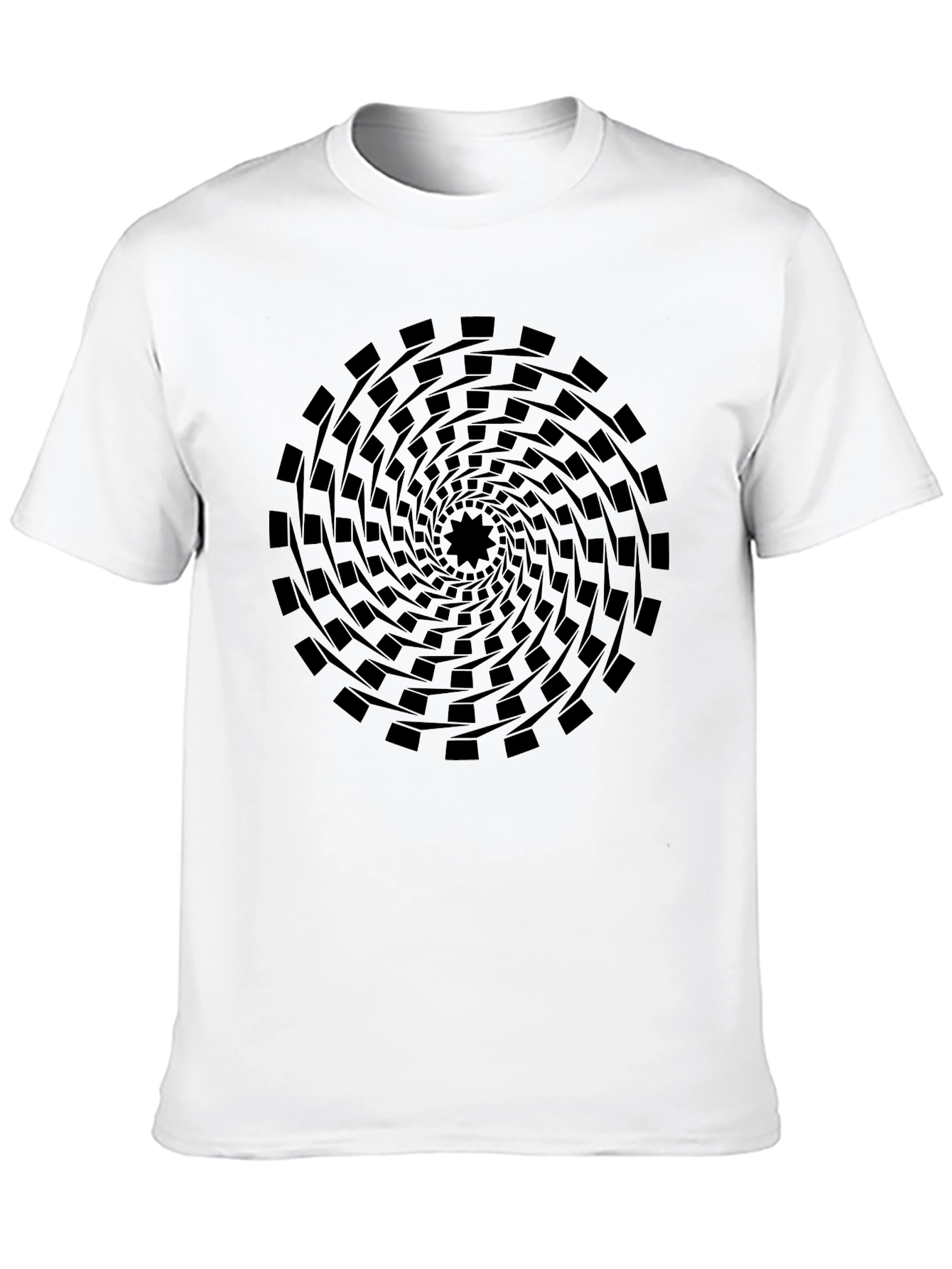 Black Optical Illusion Swirl Graphic Black T-Shirt view 10