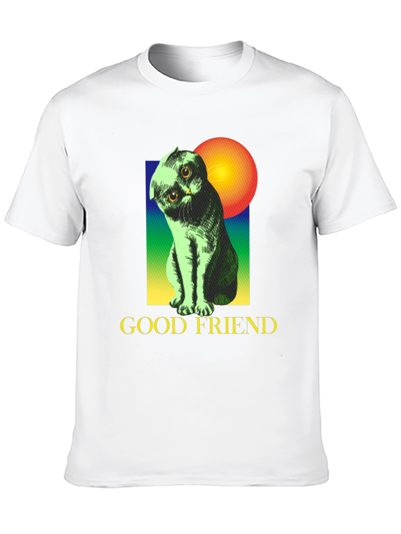 Black Good Friend Cat Graphic Tee - Unisex Soft Cotton Shirt view 10