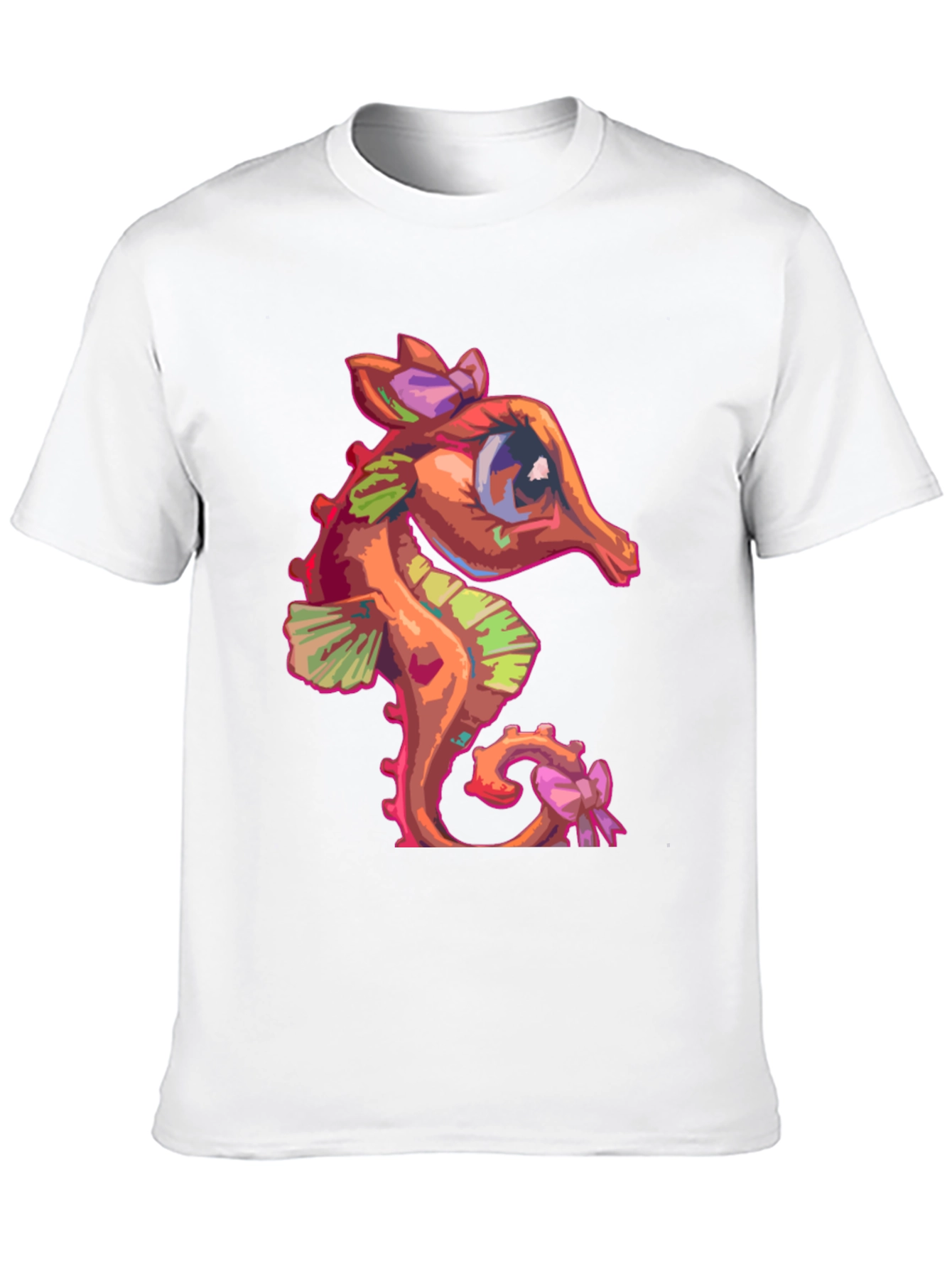 Black Seahorse Graphic Tee - Cute Cartoon Style view 10