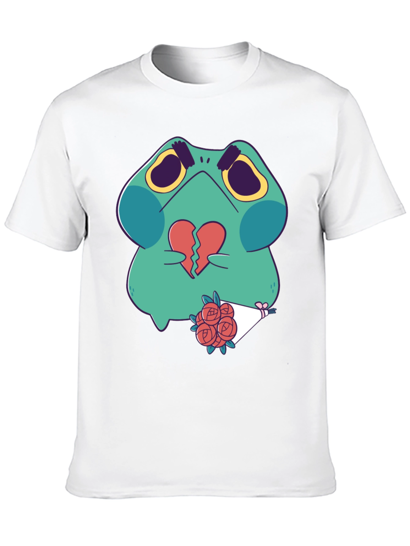 Black Sad Frog with Broken Heart Graphic T-Shirt view 10