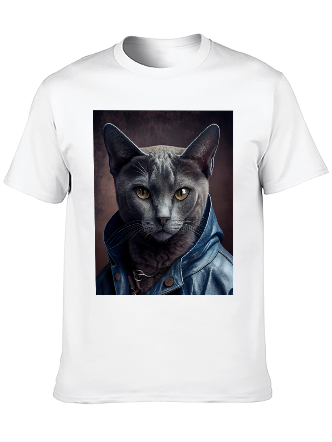 Black Cat in Leather Jacket Graphic Tee view 10