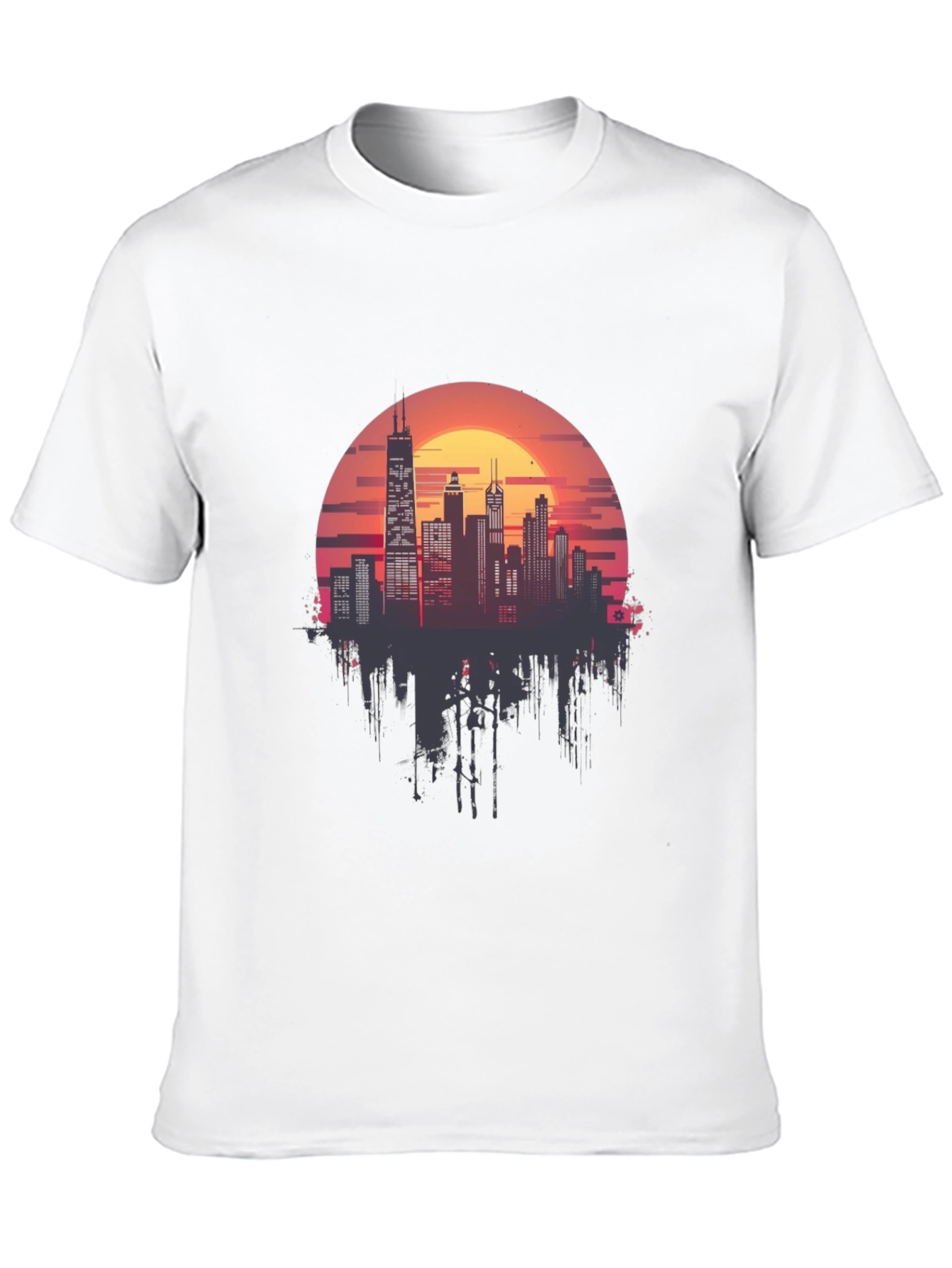 Black Sunset Cityscape Graphic Tee - Retro Style view 10