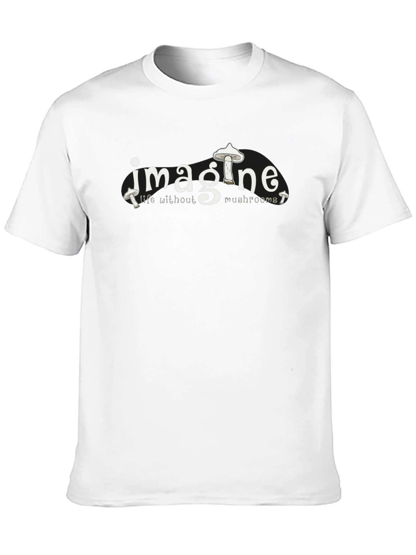 Black Imagine Life Without Mushrooms Graphic Tee view 10