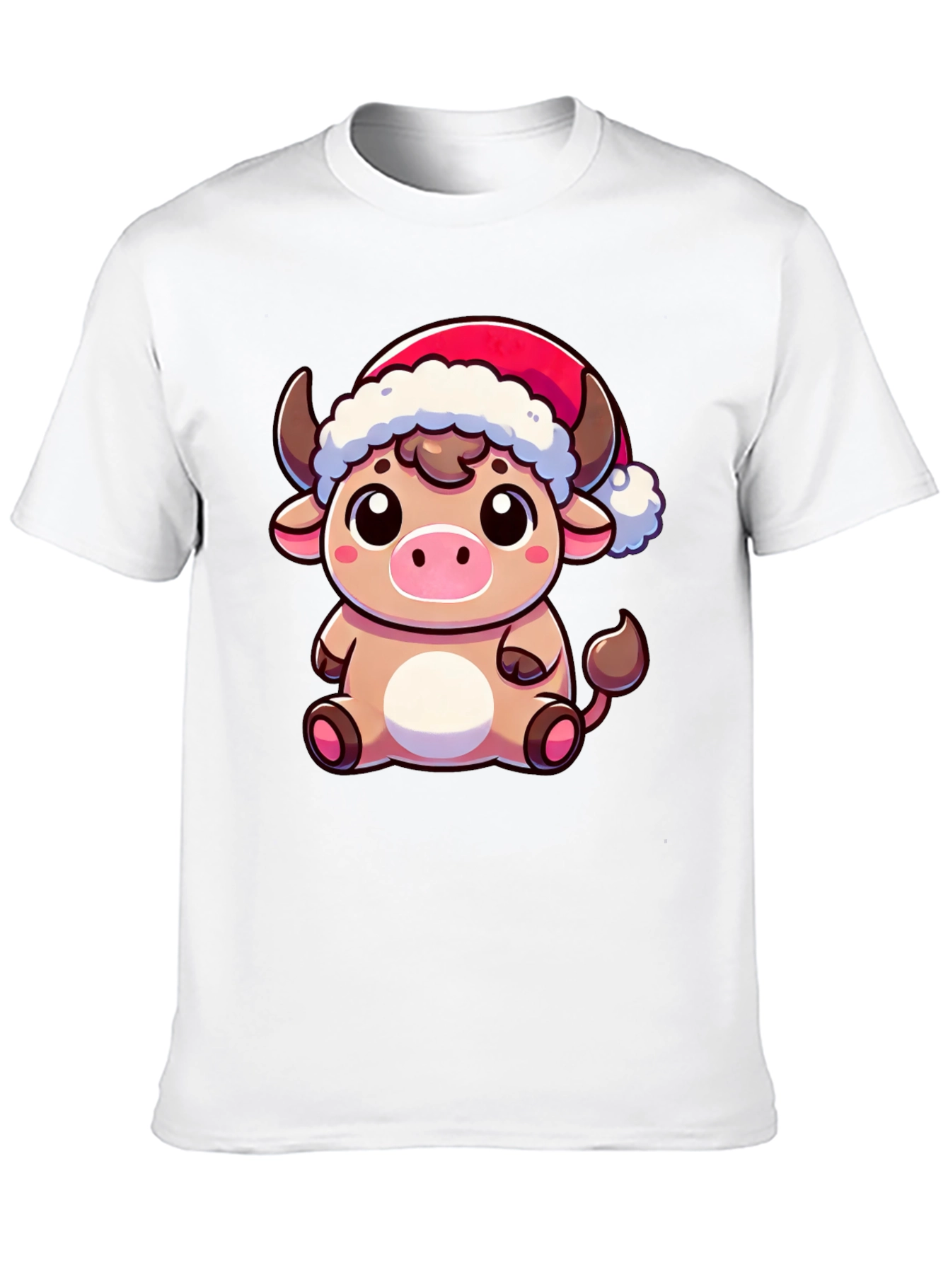 Black Festive Cow T-Shirt - Holiday Cartoon Bull Tee view 10