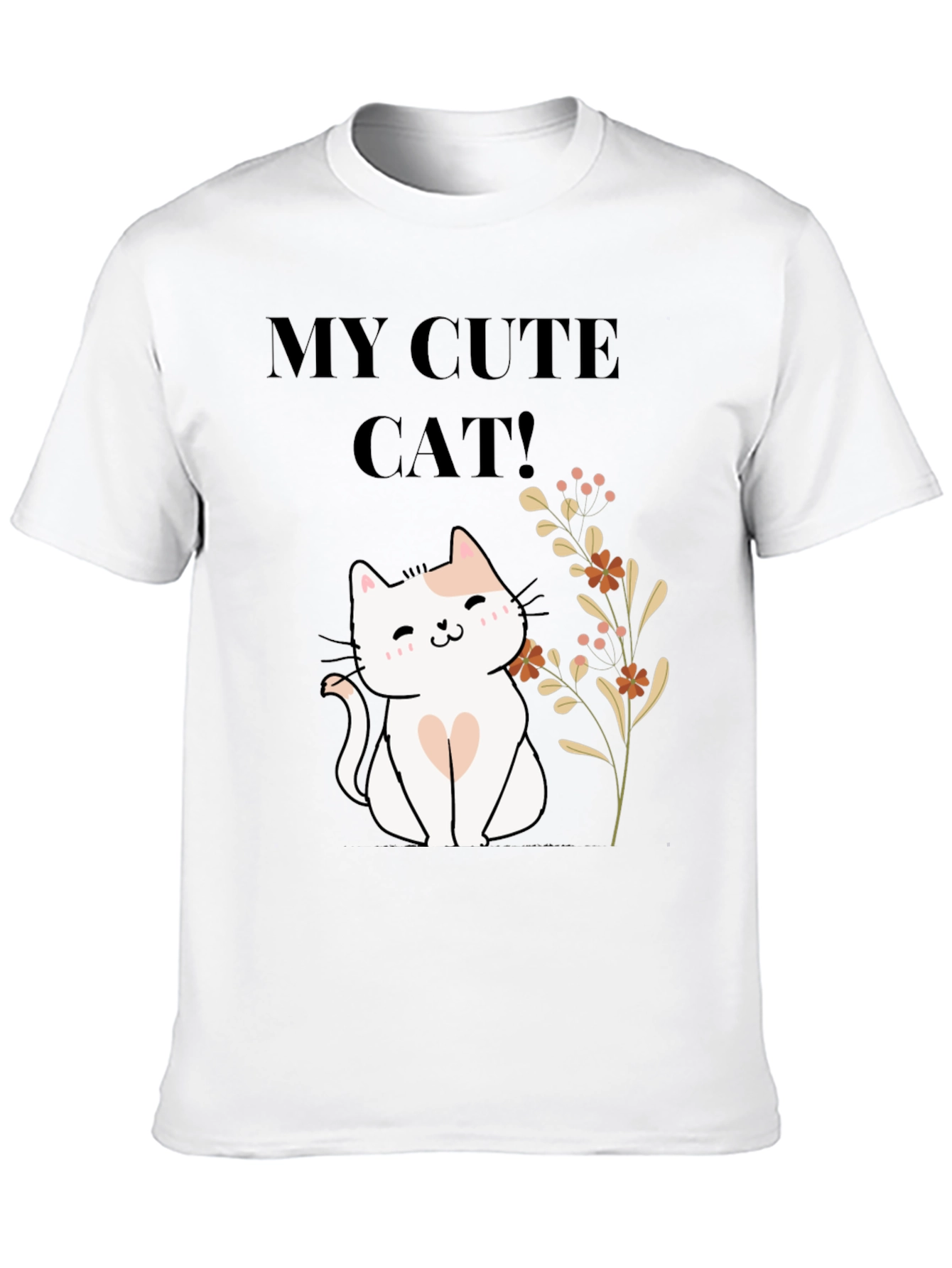 Black Cute Cat T-Shirt - Black Cotton Blend view 10