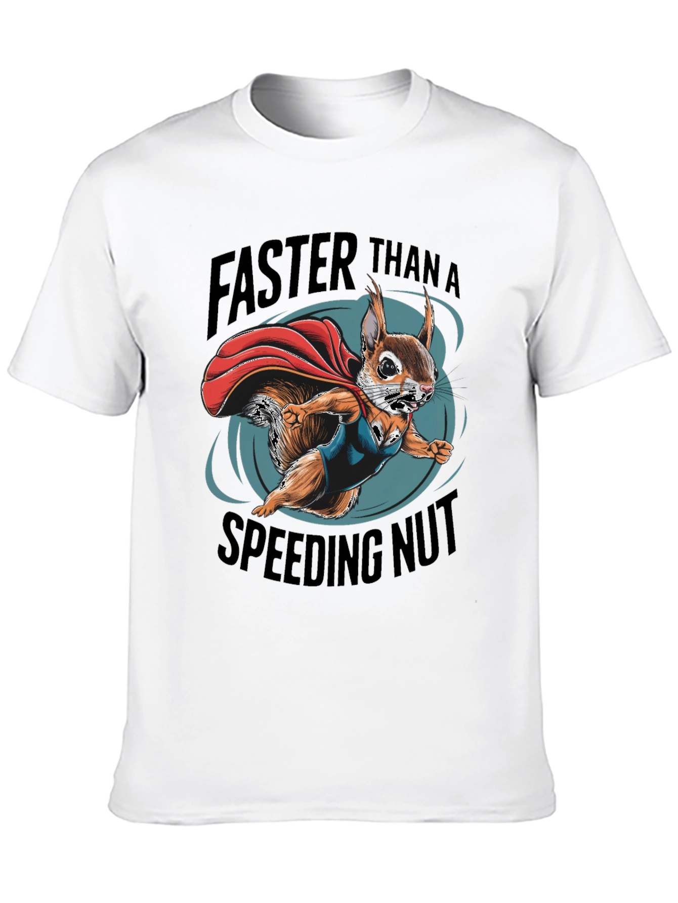 Black Faster Than a Speeding Nut Squirrel Tee view 10