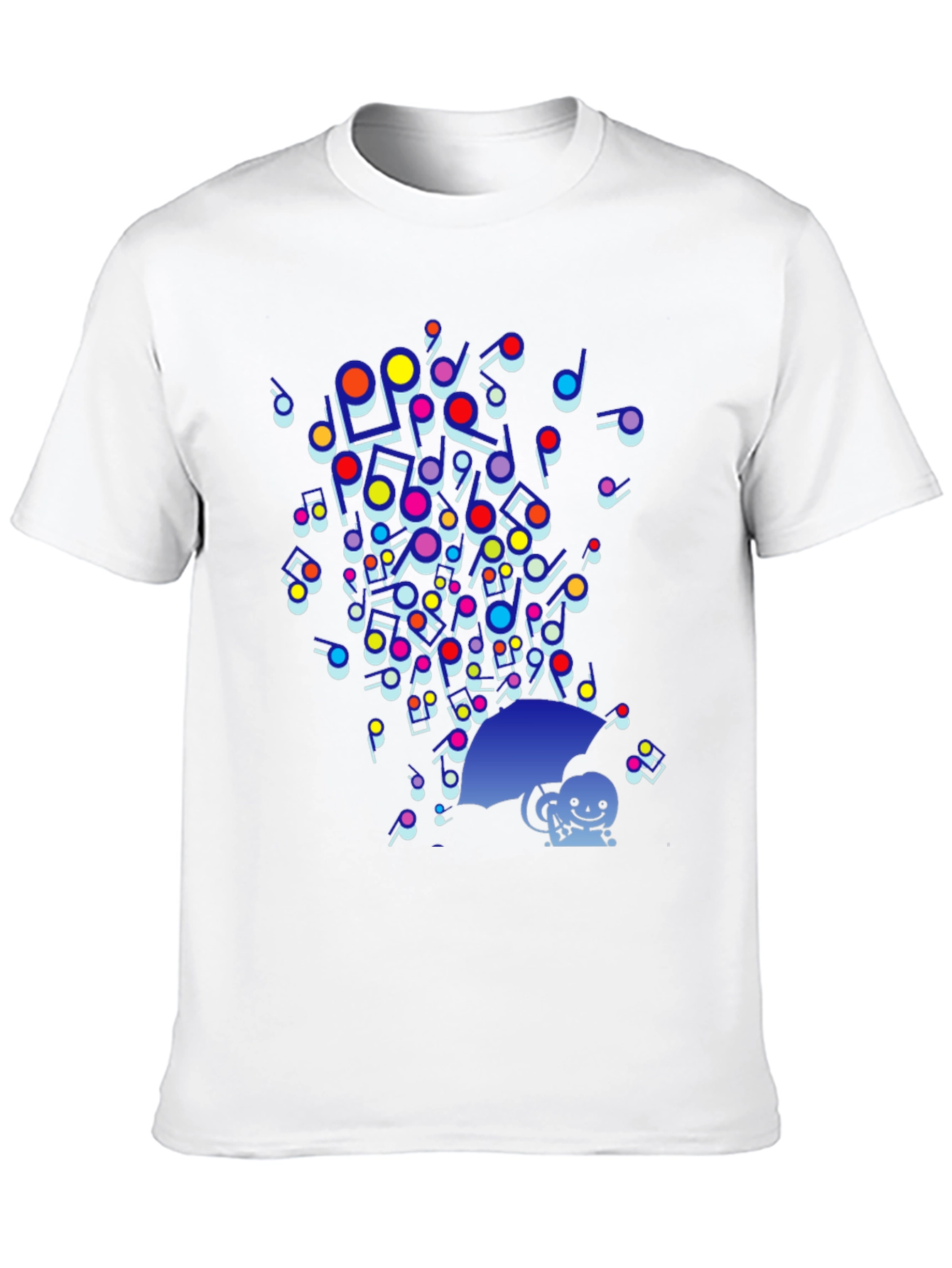 Black Colorful Music Notes Umbrella Graphic Tee - Funky Casual Style view 10