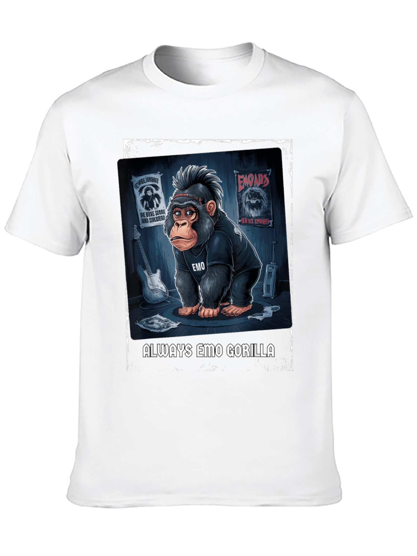 Black Emo Gorilla Graphic Tee - Rocker Style view 10
