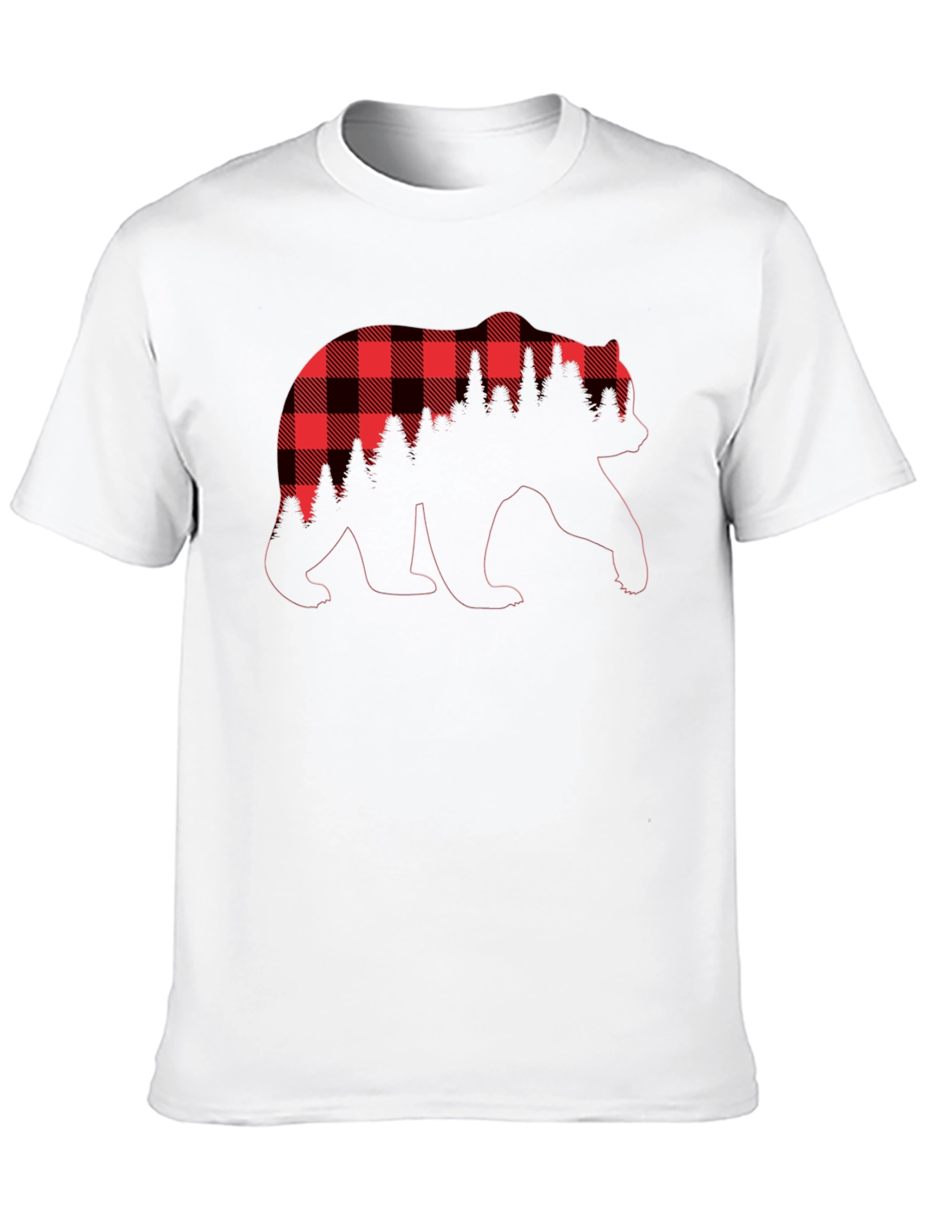 Black Buffalo Plaid Bear Graphic T-Shirt view 10
