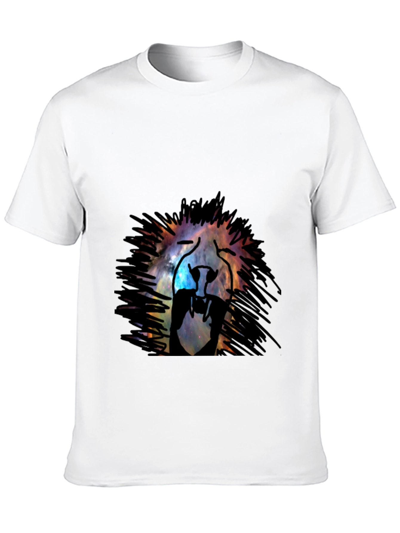 Black Galaxy Lion Graphic Tee - Black Cotton T-Shirt view 10