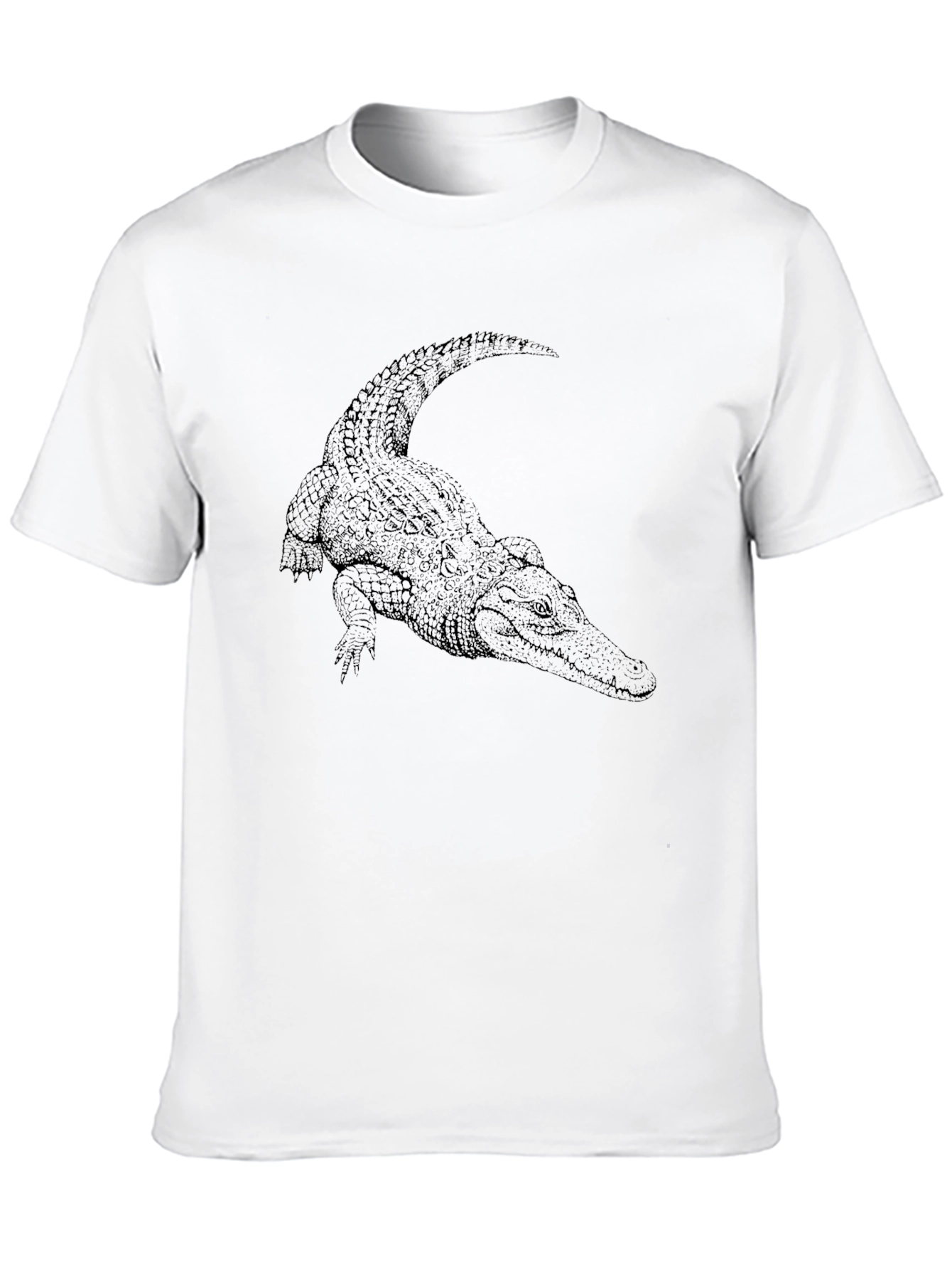 Black Cool Crocodile Graphic Tee - Black Cotton T-Shirt view 10