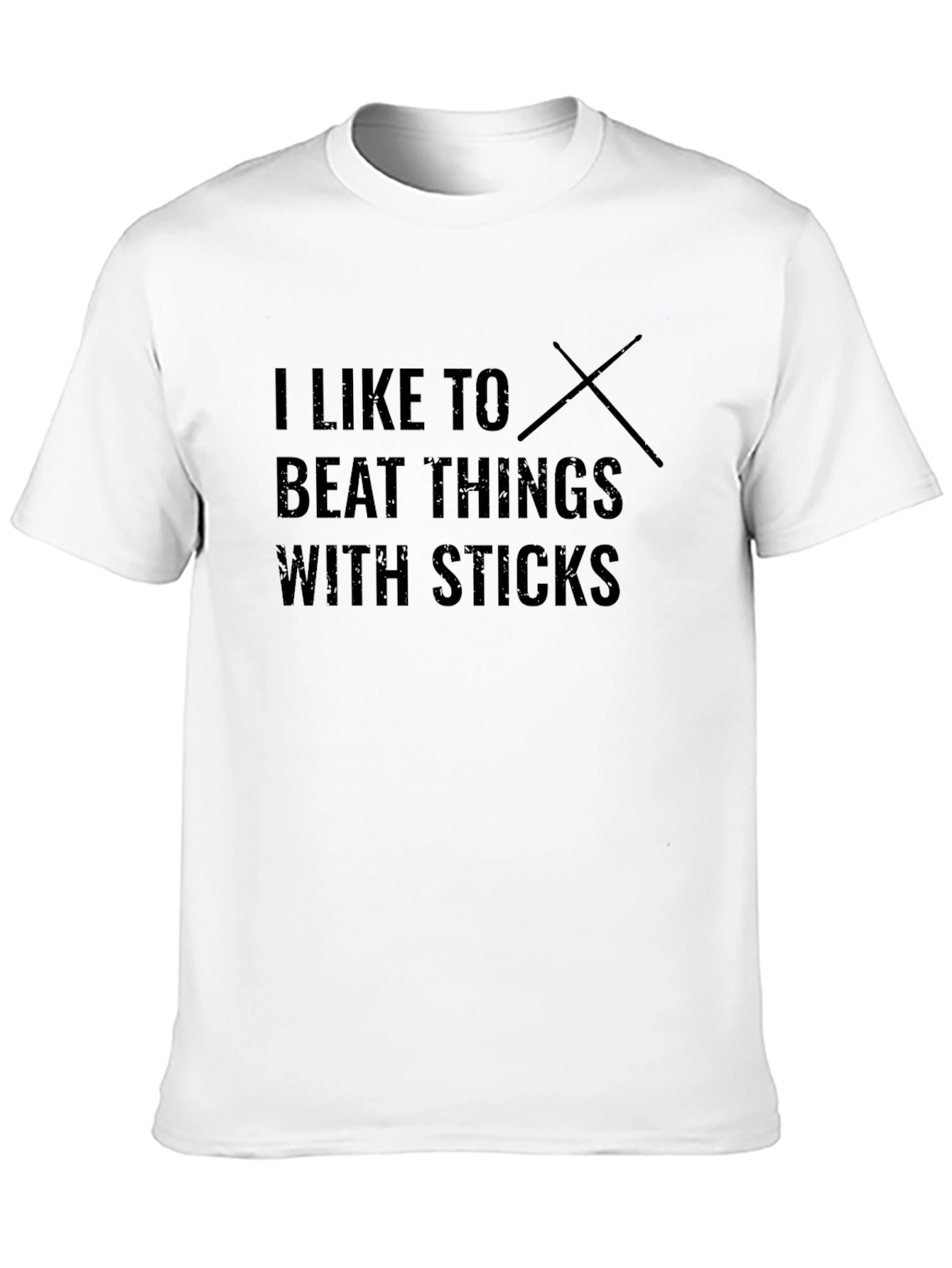 Black I Like To Beat Things With Sticks Black T-Shirt view 10