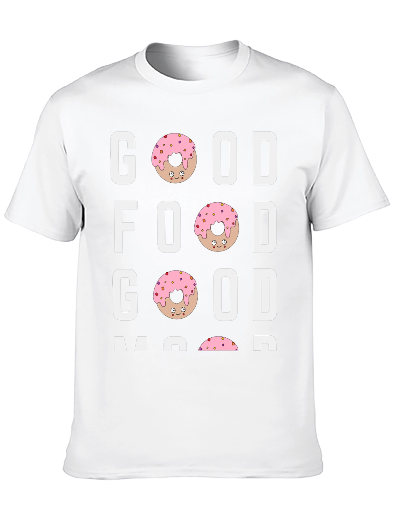 Black Good Food Good Mood T-Shirt - Donut Design view 10