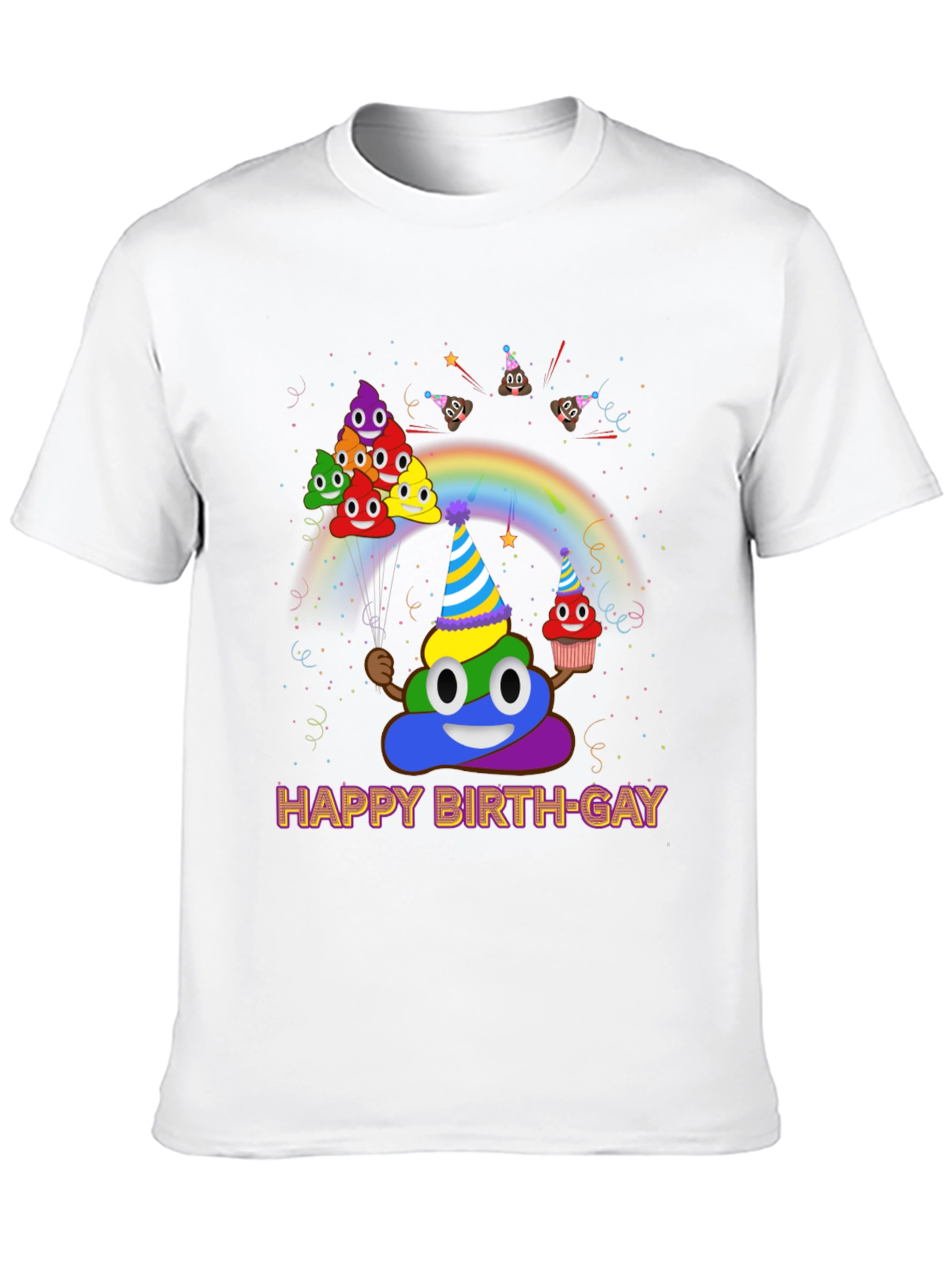 Black Happy Birth-gay T-Shirt Fun Colorful Graphic Tee view 10