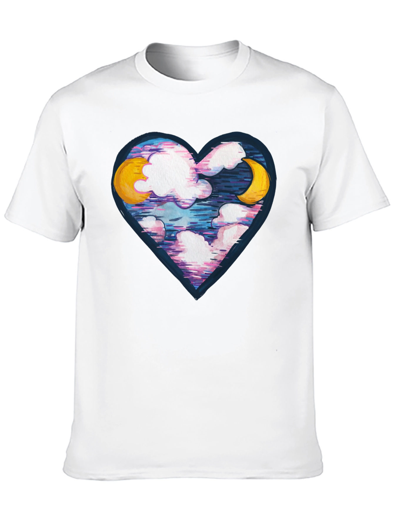 Black Moon and Clouds Heart Graphic Tee - Black view 10