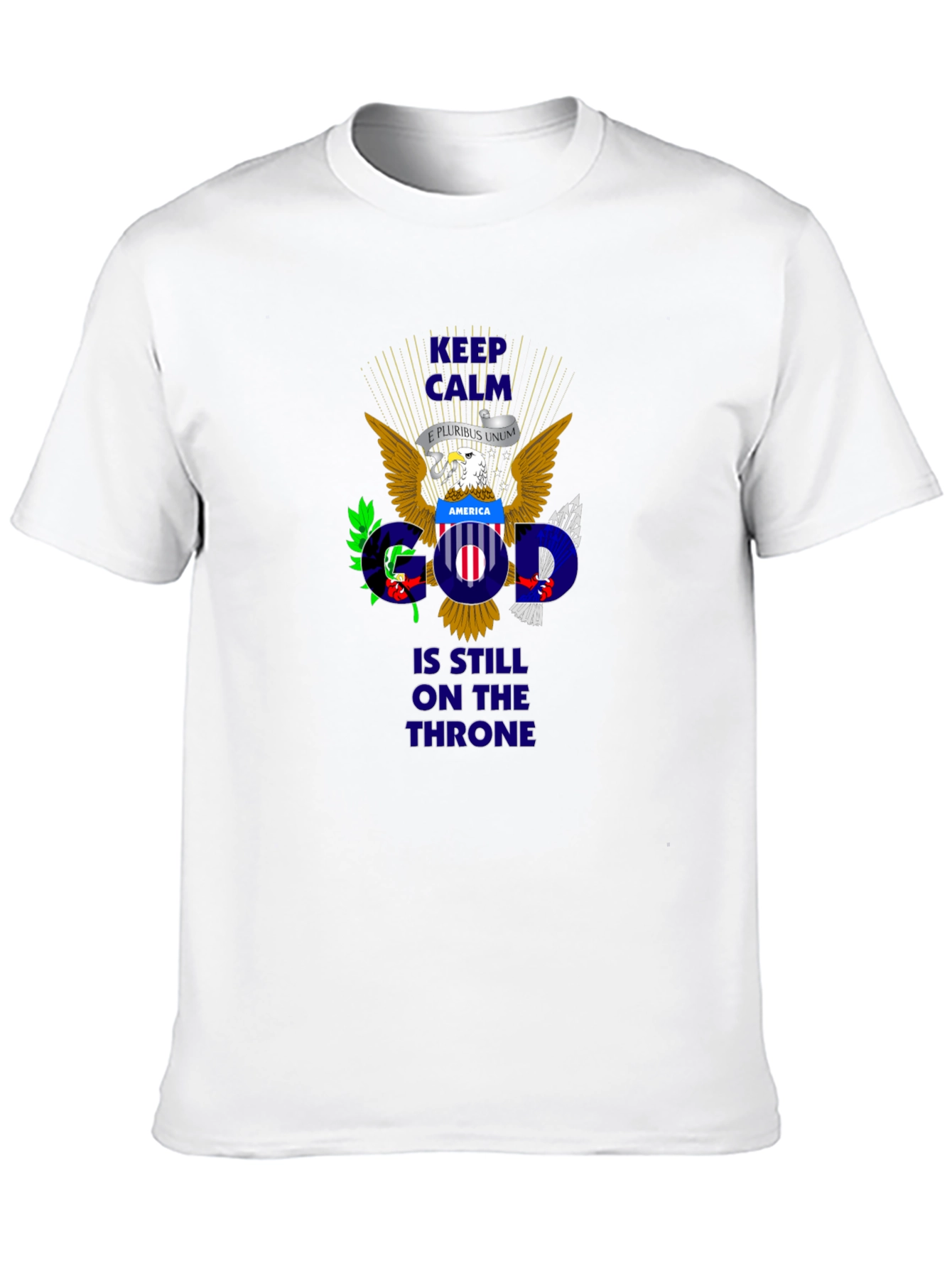 Black Keep Calm God On Throne Patriotic T-Shirt view 10