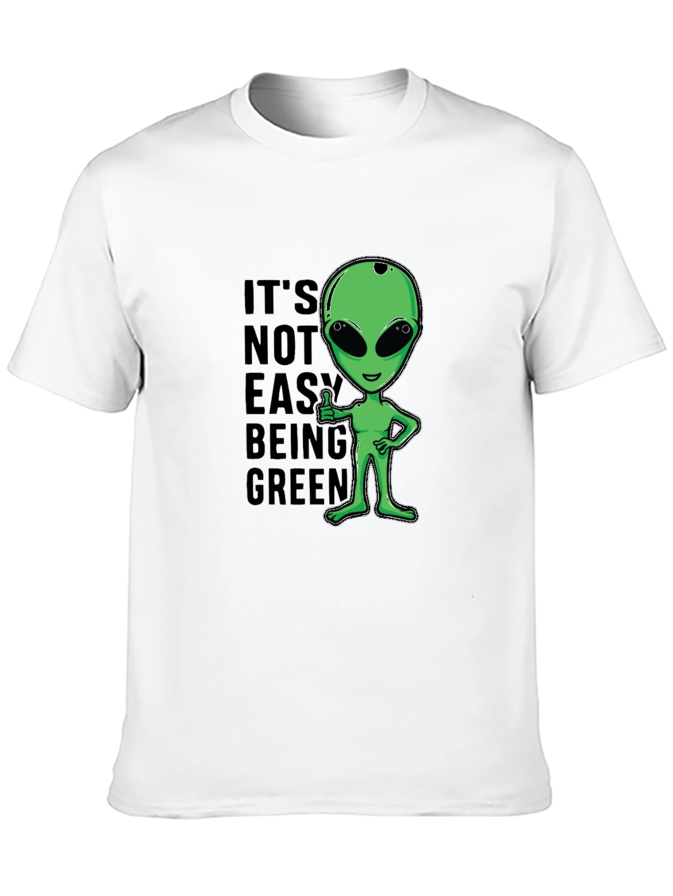 Black It's Not Easy Being Green Alien Graphic T-Shirt view 10