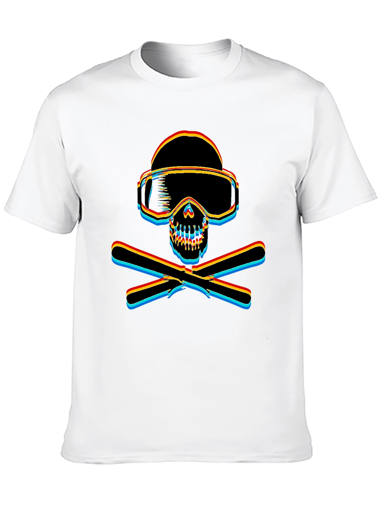 Black Ski Skull Graphic Tee - Black Cotton T-Shirt view 10