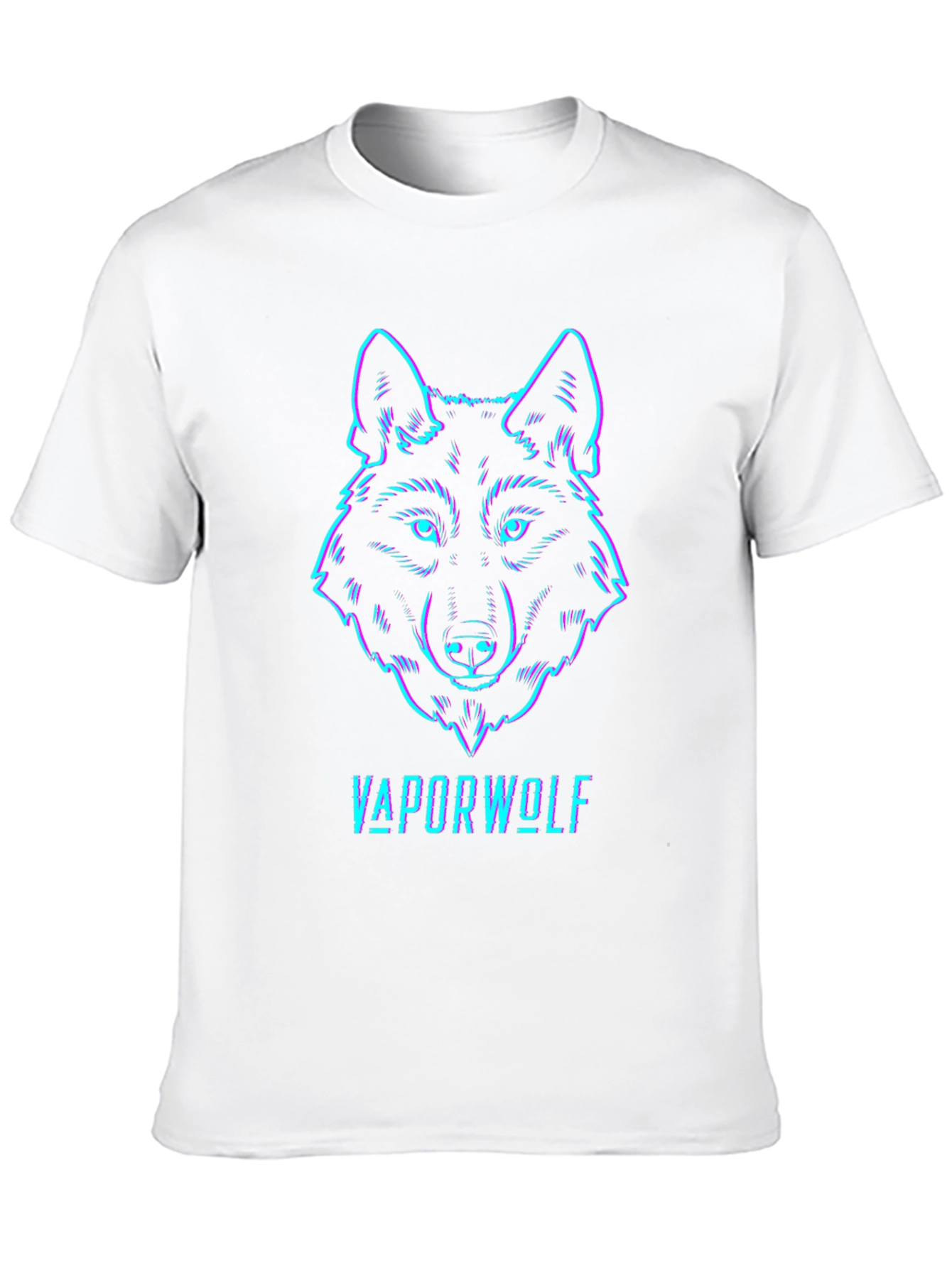 Black Vaporwave Wolf Graphic Tee - Black Cotton T-Shirt view 10