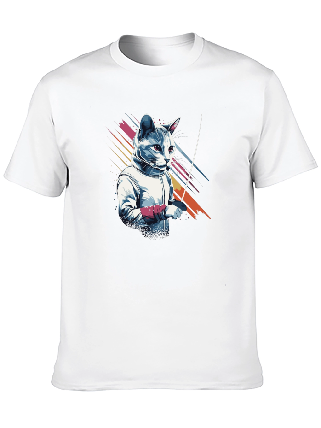 Black Fencing Cat Graphic T-Shirt view 10