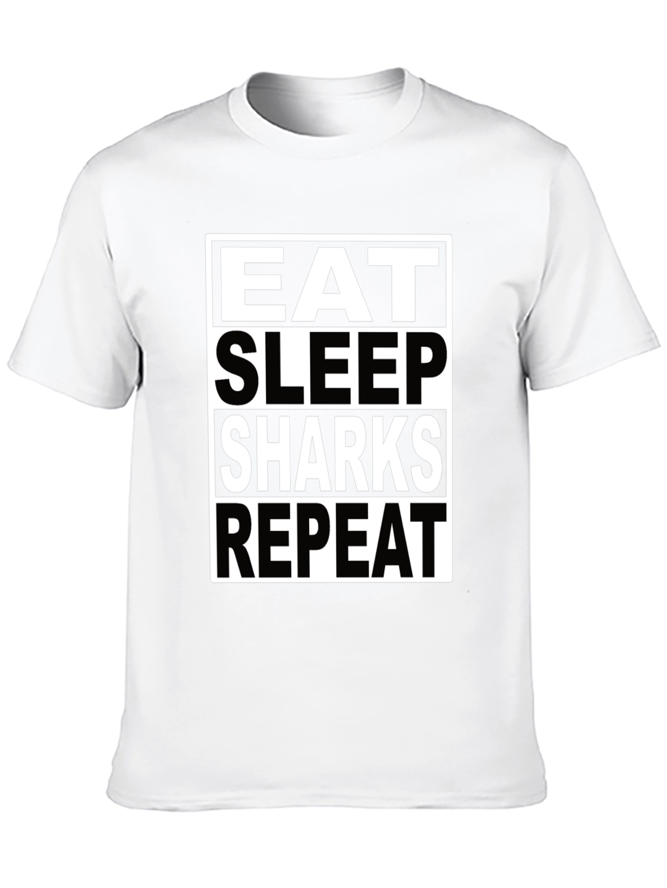 Black Eat Sleep Sharks Repeat Black T-Shirt view 10