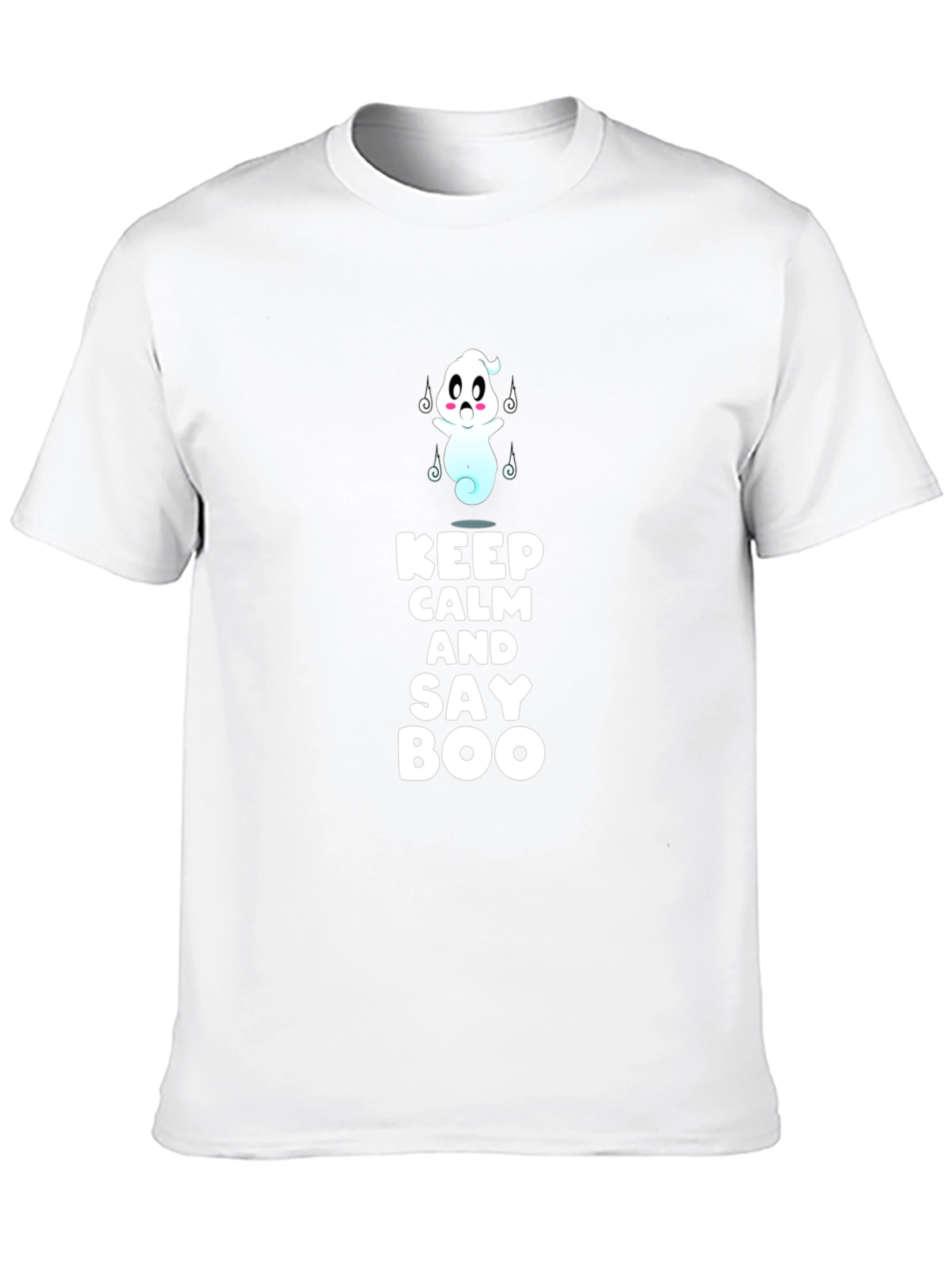 Black Keep Calm and Say Boo Ghost Graphic Tee view 10