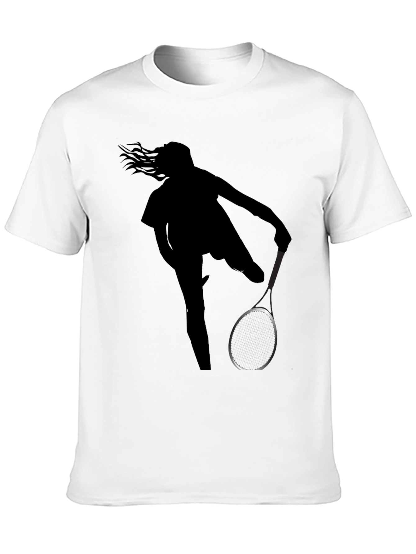 Black Tennis Player Silhouette Black Graphic Tee view 10