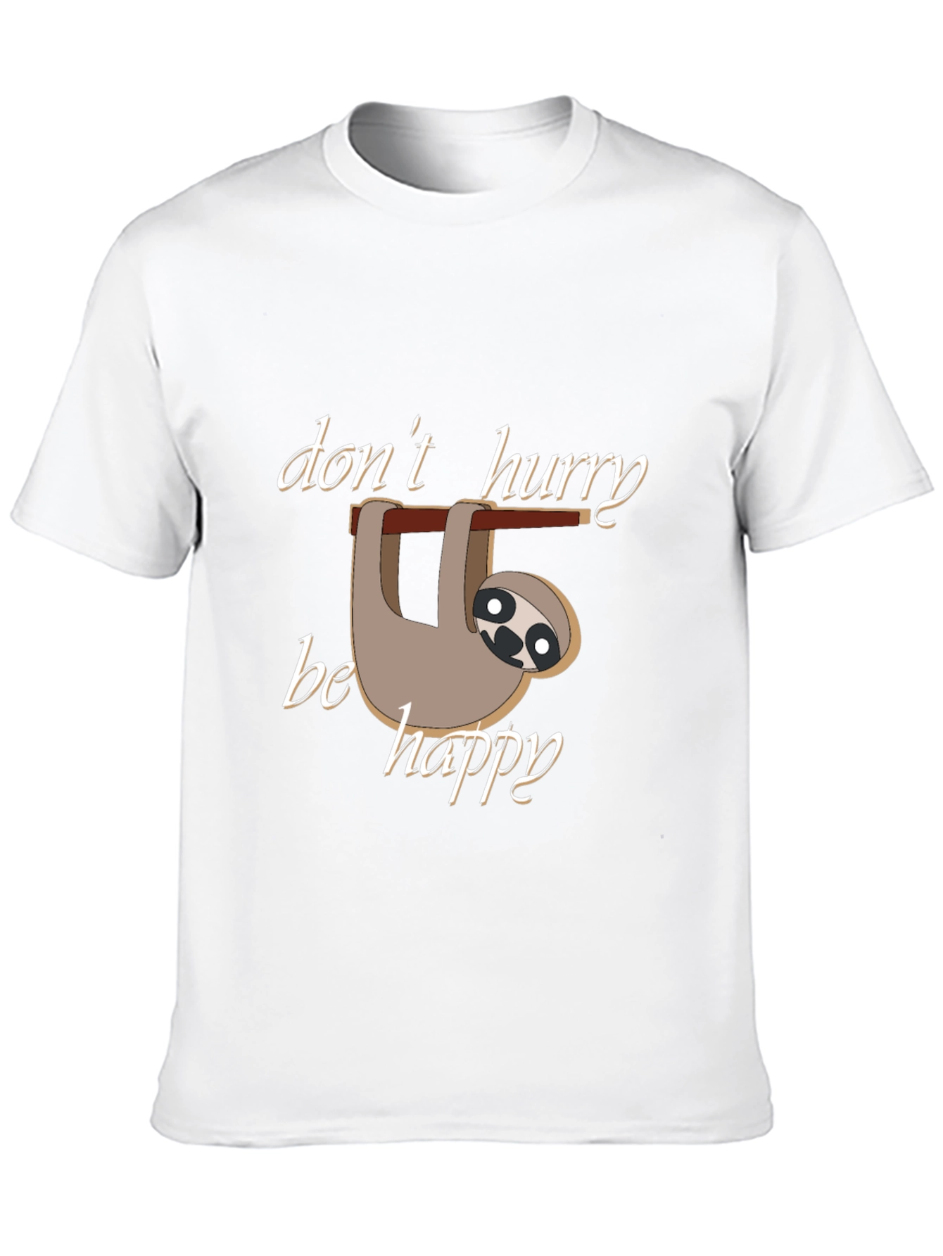 Black Don't Hurry Be Happy Sloth T-Shirt view 10