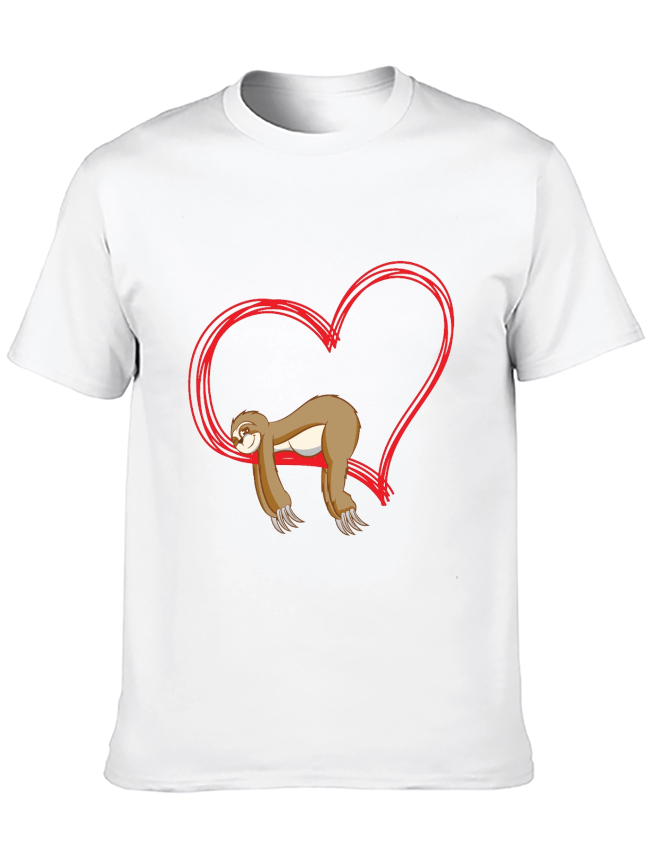 Black Sloth Heart Graphic Tee - Relaxed Fit Cotton T-Shirt view 10