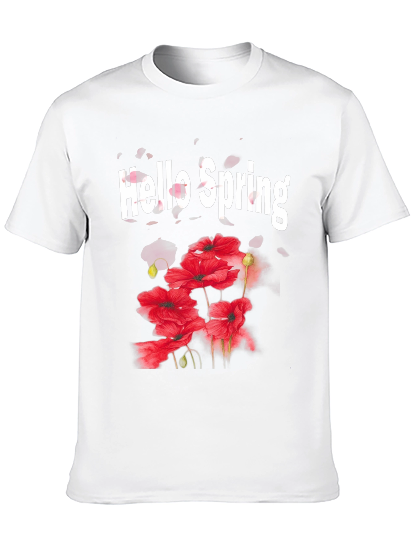 Black Hello Spring T-Shirt - Floral Design Black Tee view 10