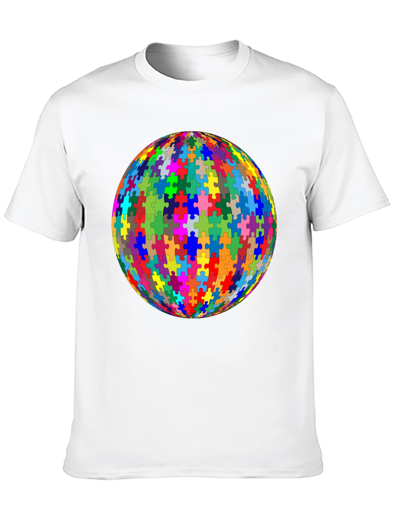 Black Puzzle Piece Sphere Graphic Tee - Black Cotton Casual Shirt view 10