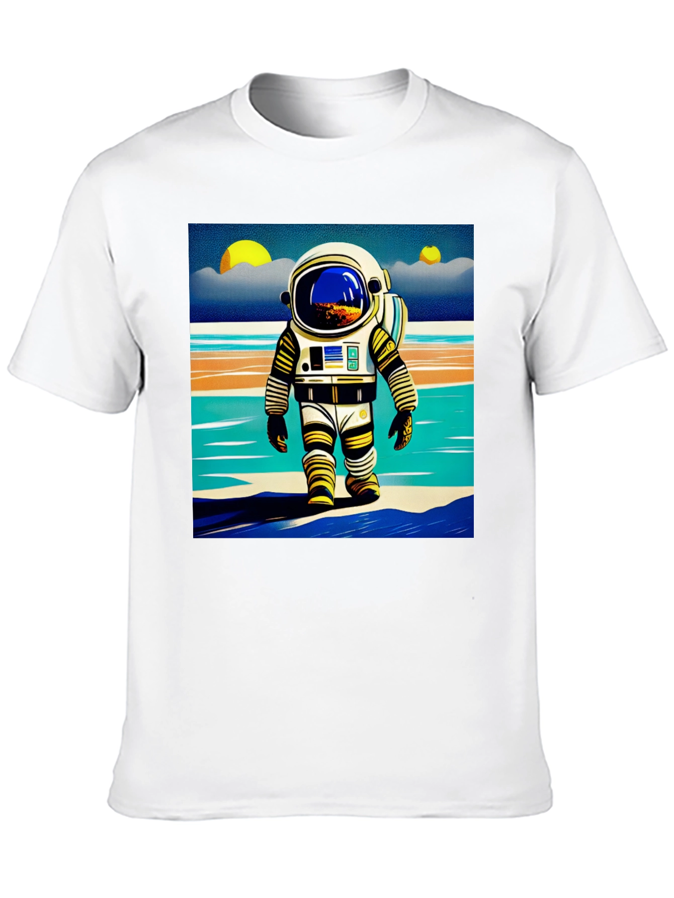 Black Astronaut Beach T-Shirt - Retro Space Adventure Tee view 10