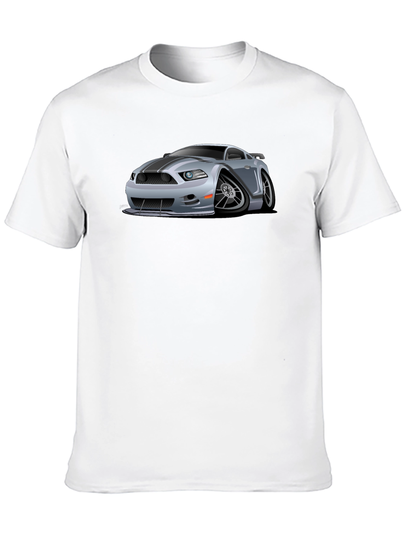 Black Car Cartoon Graphic Print Black T-Shirt view 10
