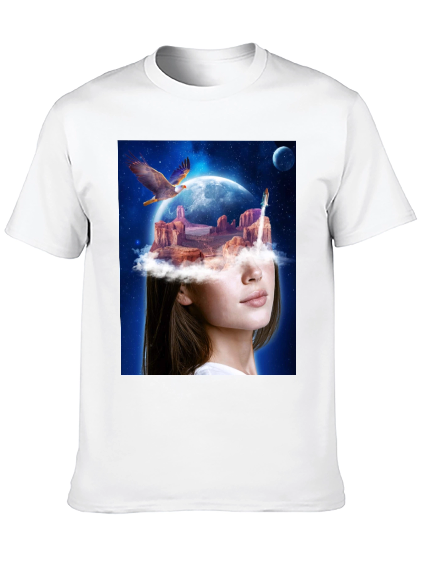 Black Surreal Dreamscape Graphic Tee - Unique Artistic T-Shirt view 10
