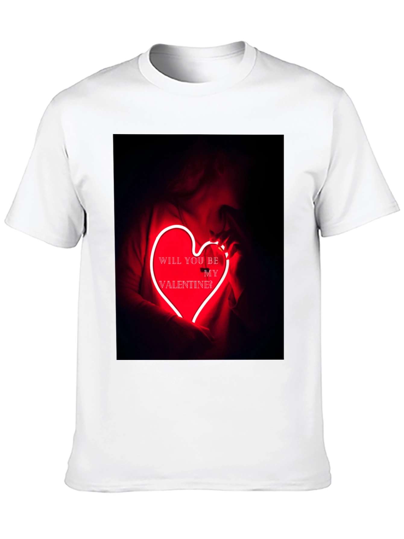 Black Valentine's Day Graphic Tee - Neon Heart T-Shirt view 10