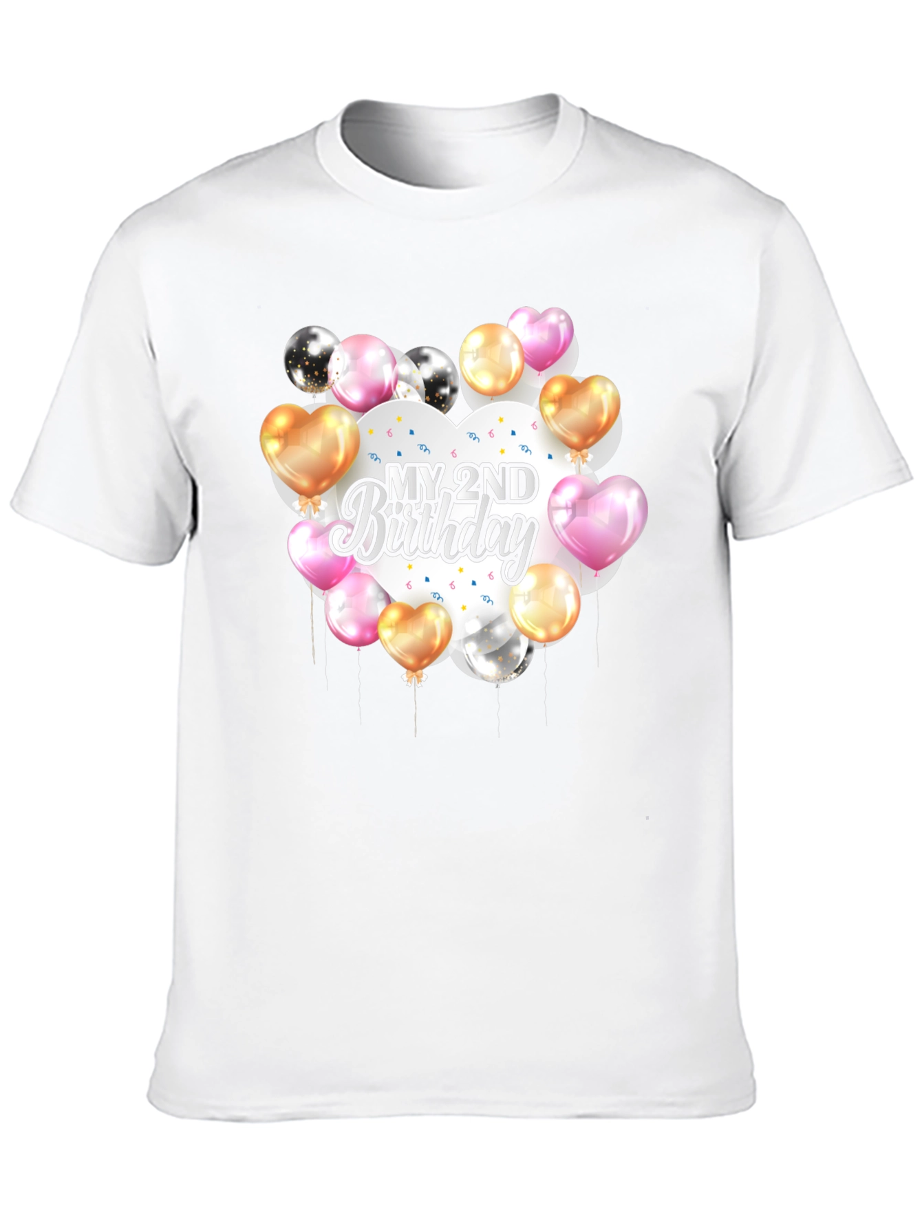 Black My 2nd Birthday Balloons T-Shirt view 10