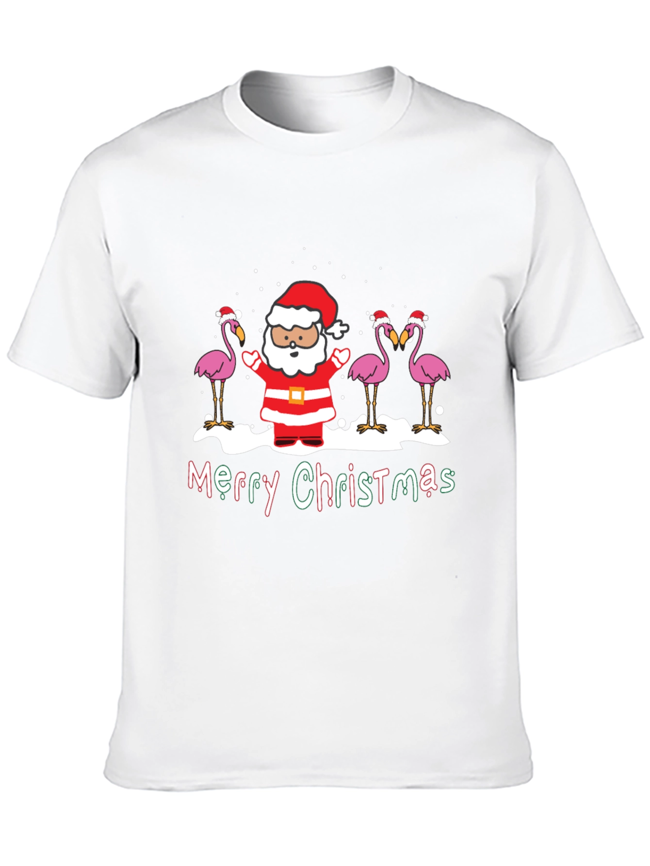 Black Merry Christmas Flamingo Santa Graphic Tee view 10