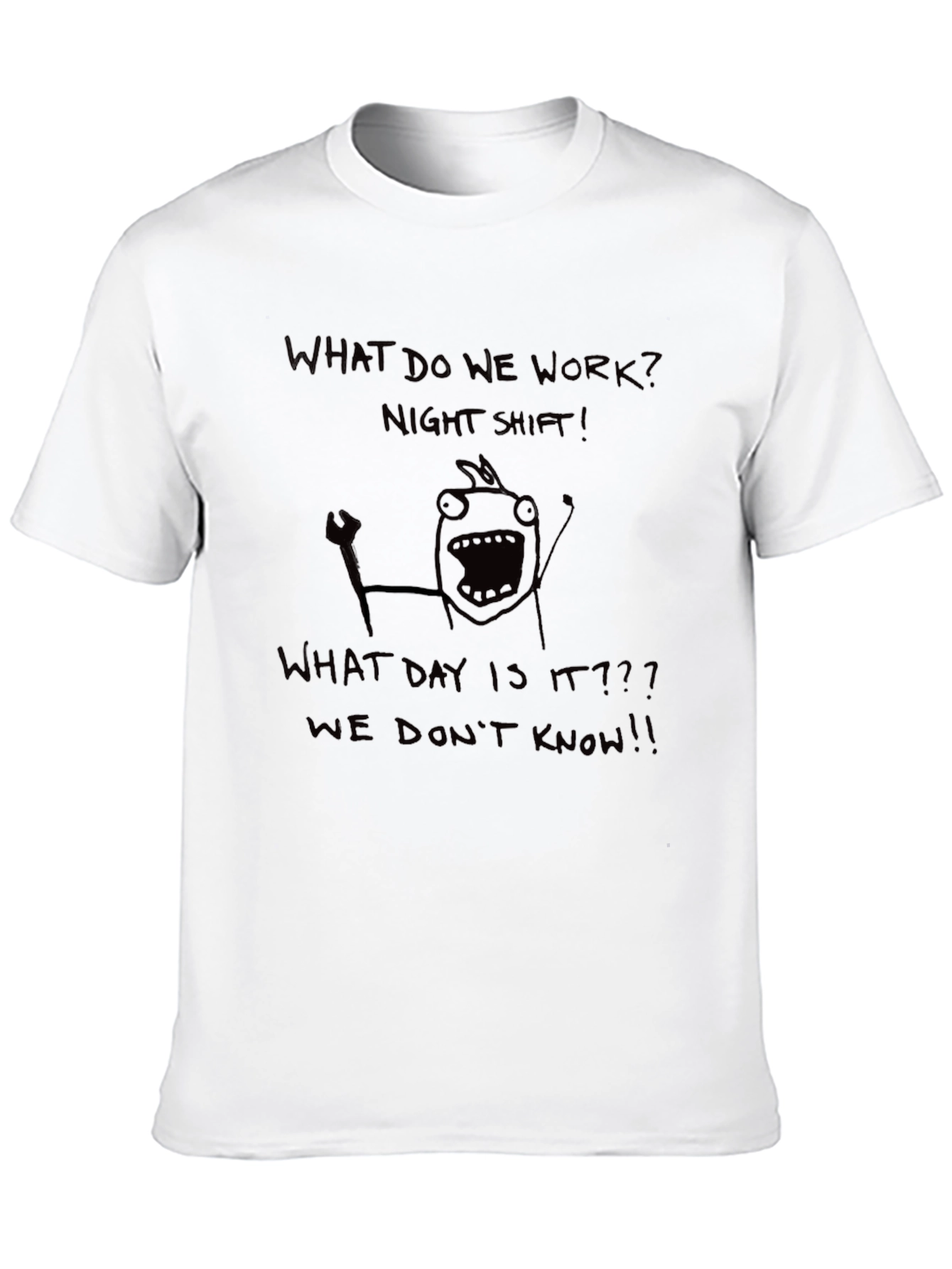 Black Night Shift Crew Tee - Funny Graphic T-Shirt view 10