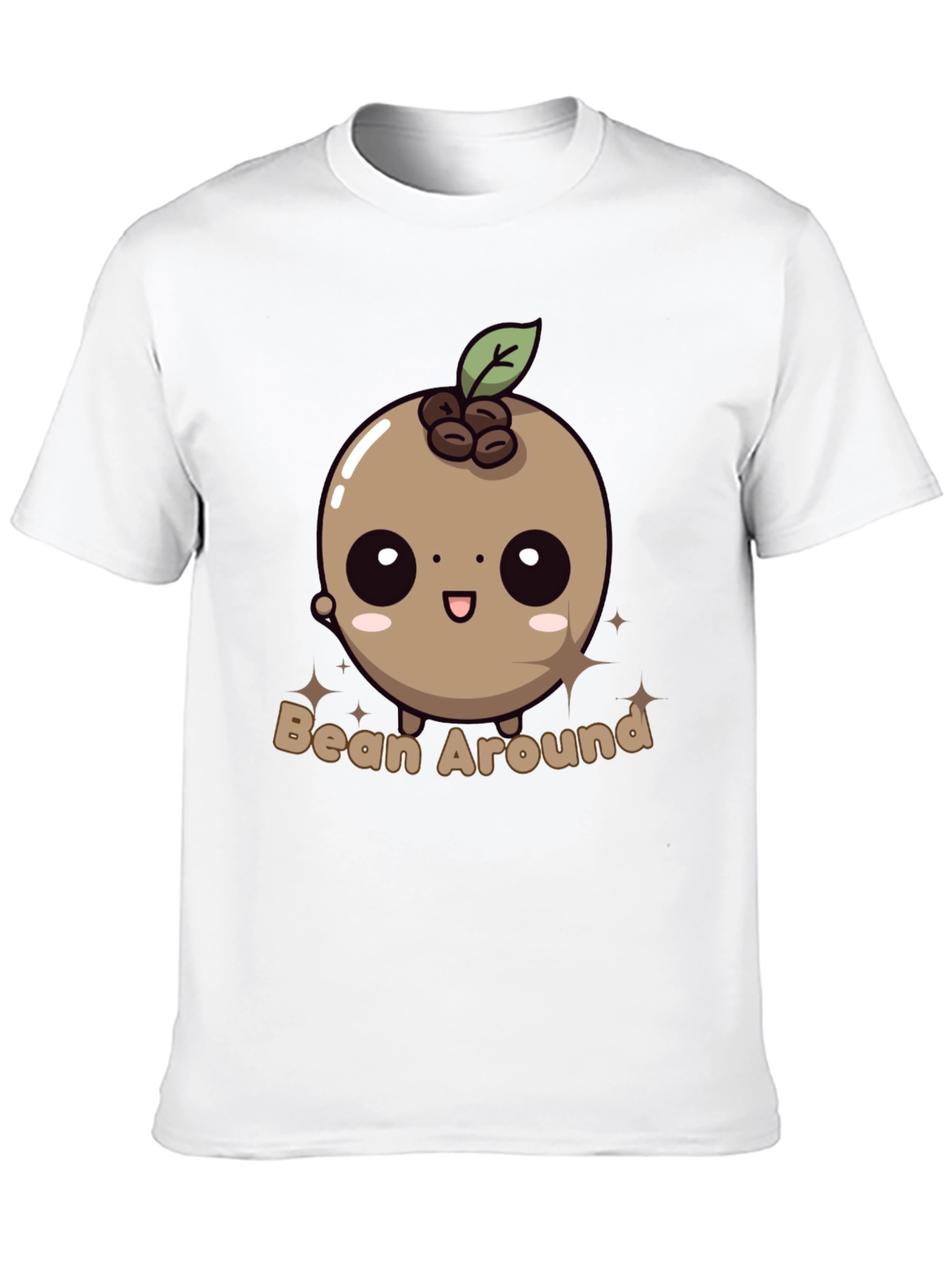 Black Bean Around T-Shirt - Kawaii Coffee Bean Design view 10