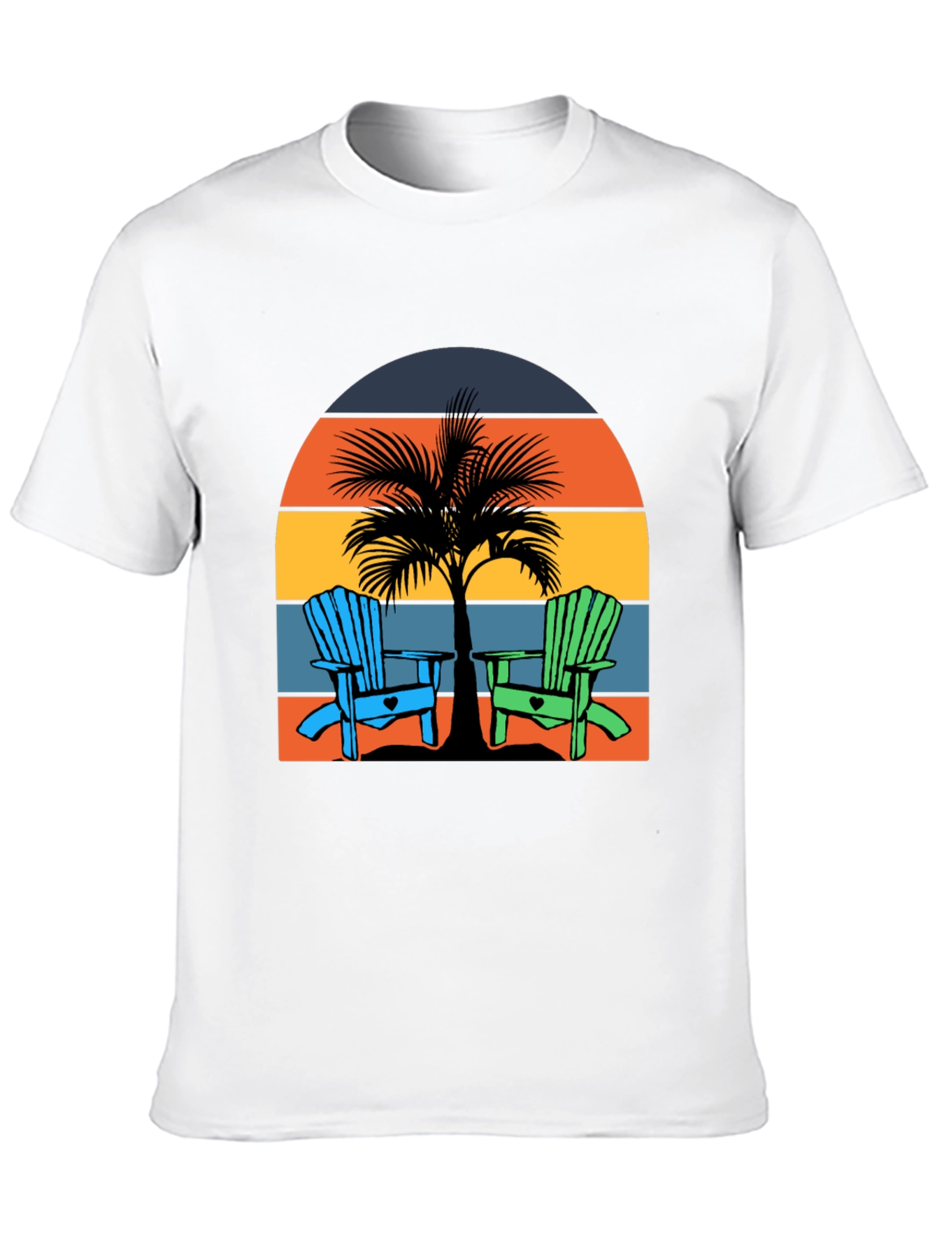 Black Beach Chair Palm Tree Graphic Tee - Coastal Vibes! view 10