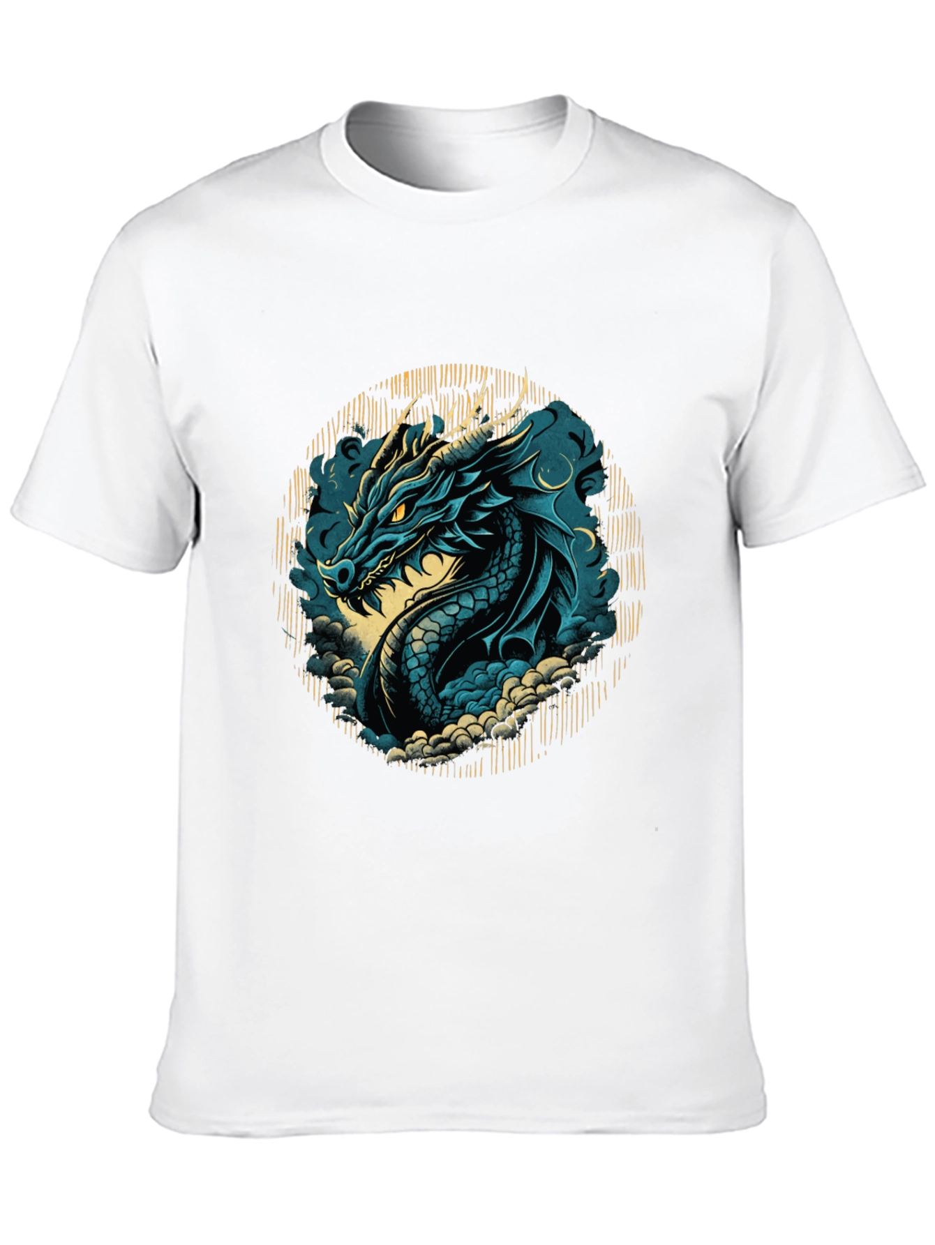 Black Blue Dragon Graphic Tee - Fantasy Style Shirt view 10