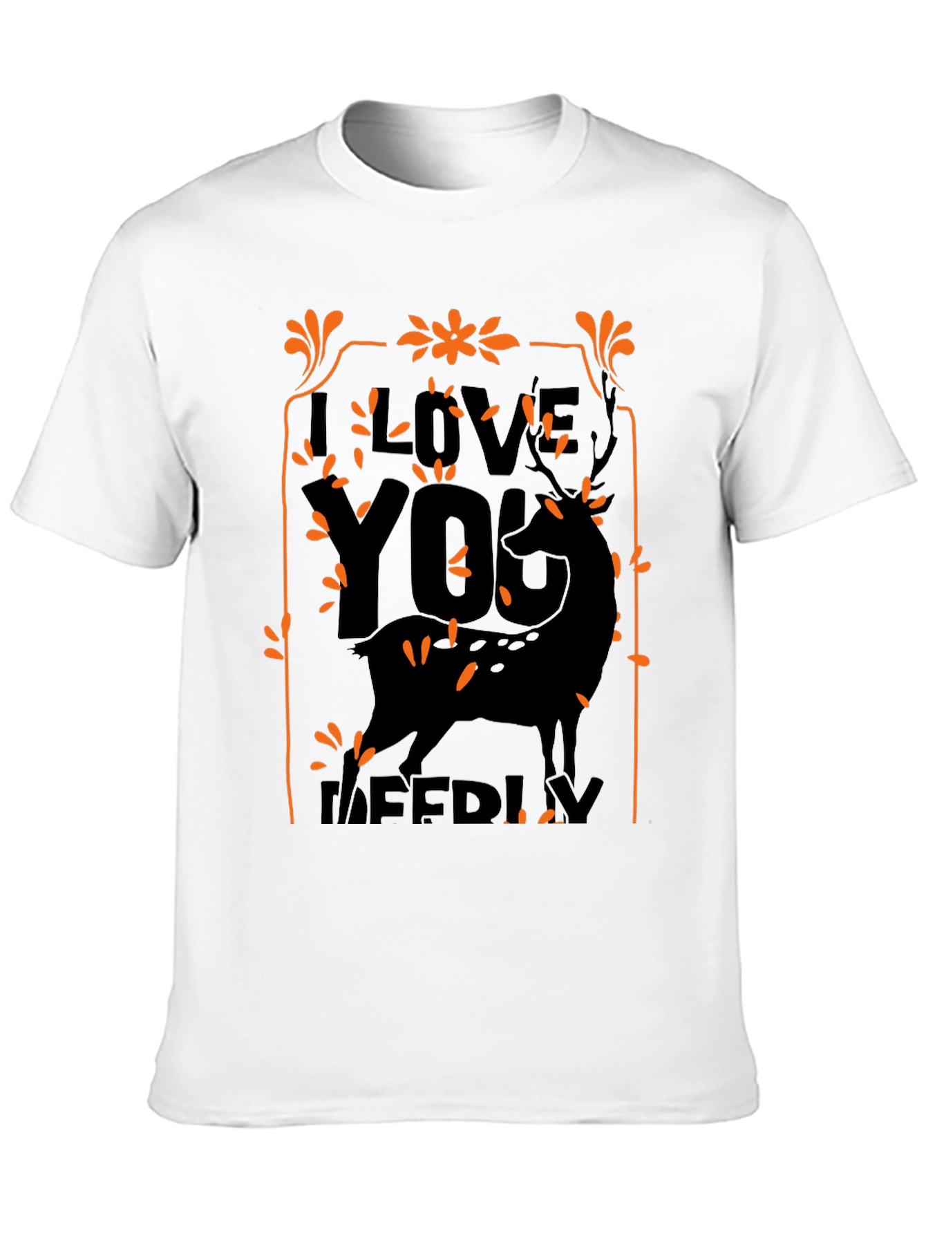 Black I Love You Deerly Black Graphic Tee view 10