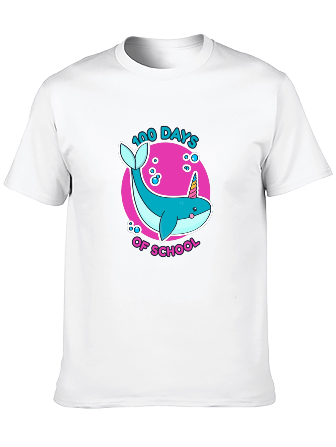 Black 100 Days of School Narwhal Unicorn Kids T-Shirt view 10