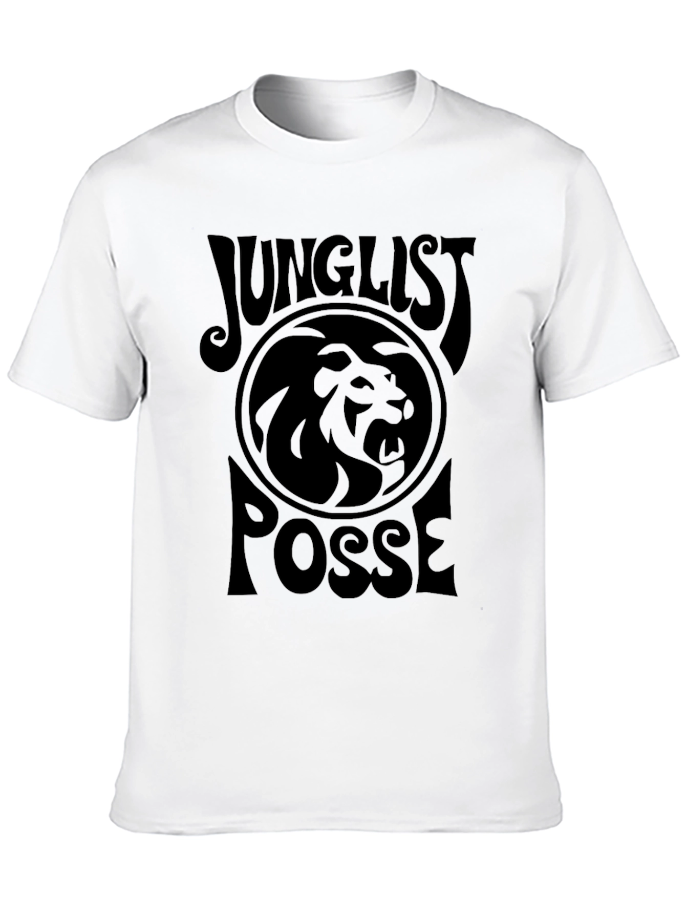 Black Junglist Posse Black T-Shirt with Lion Graphic view 10