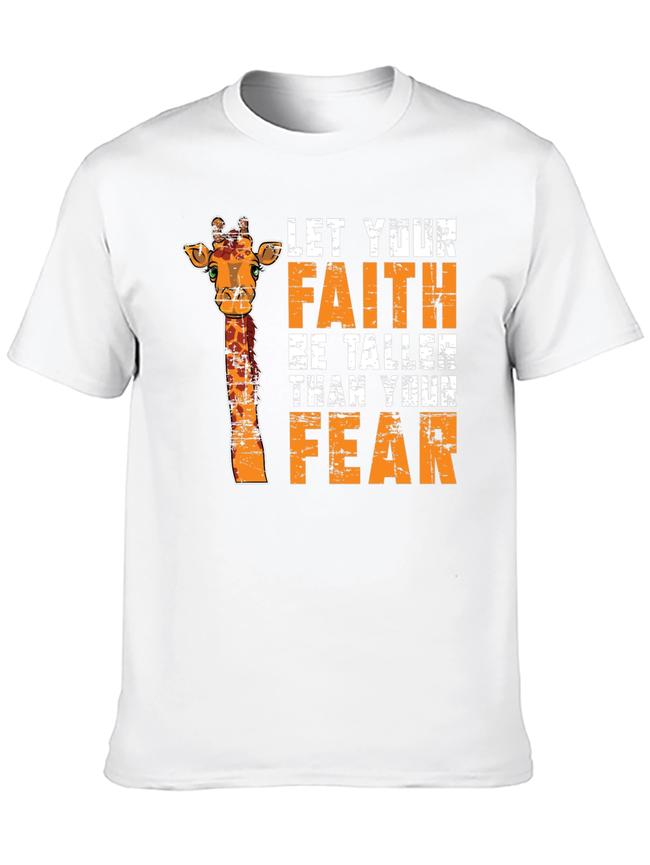 Black Faith Over Fear Giraffe Graphic Tee - Unisex Black T-Shirt view 10