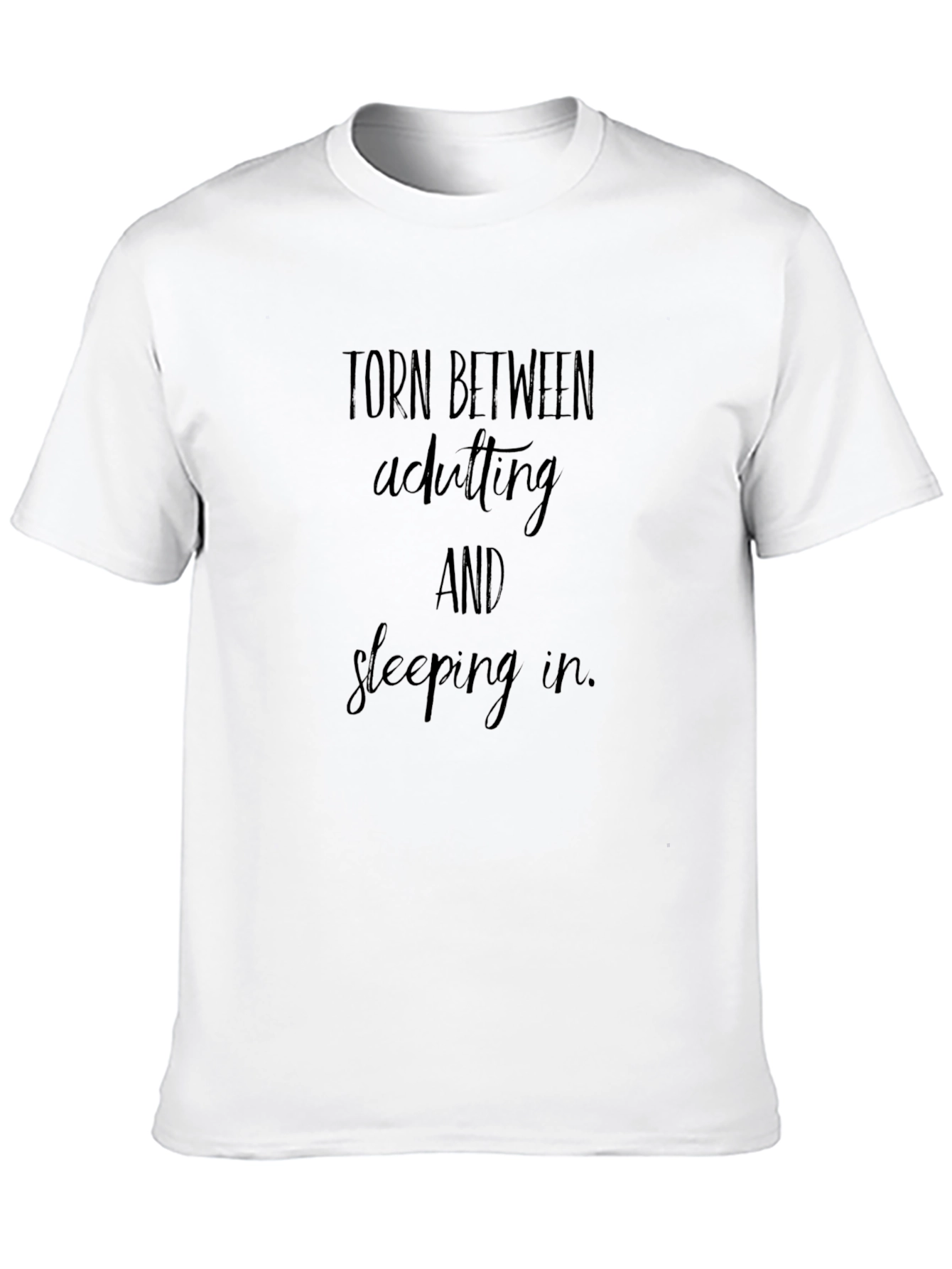 Black Torn Between Adulting T-Shirt - Comfortable & Stylish view 10