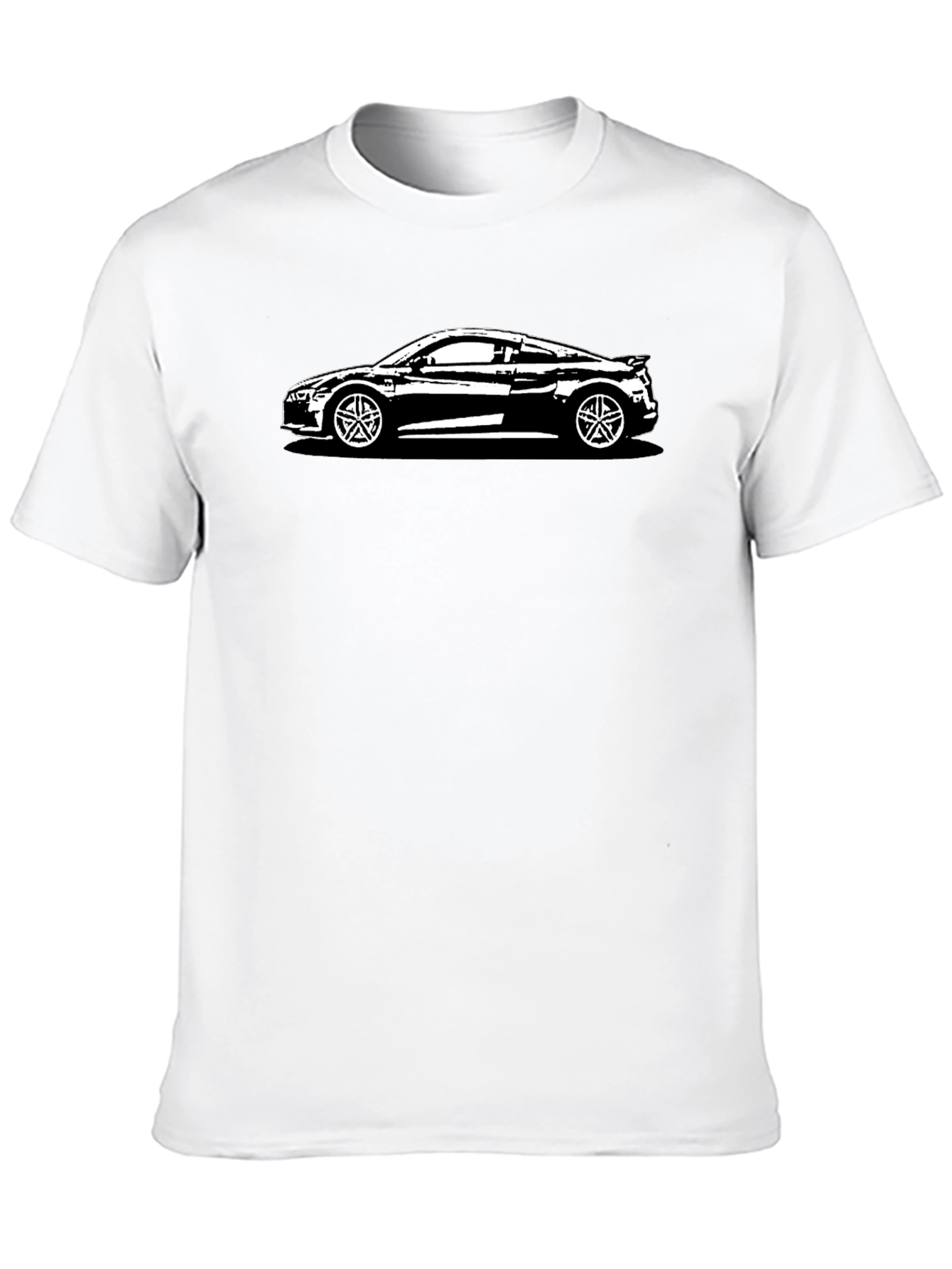 Black R8 Car Graphic Tee - Black Cotton T-Shirt view 10