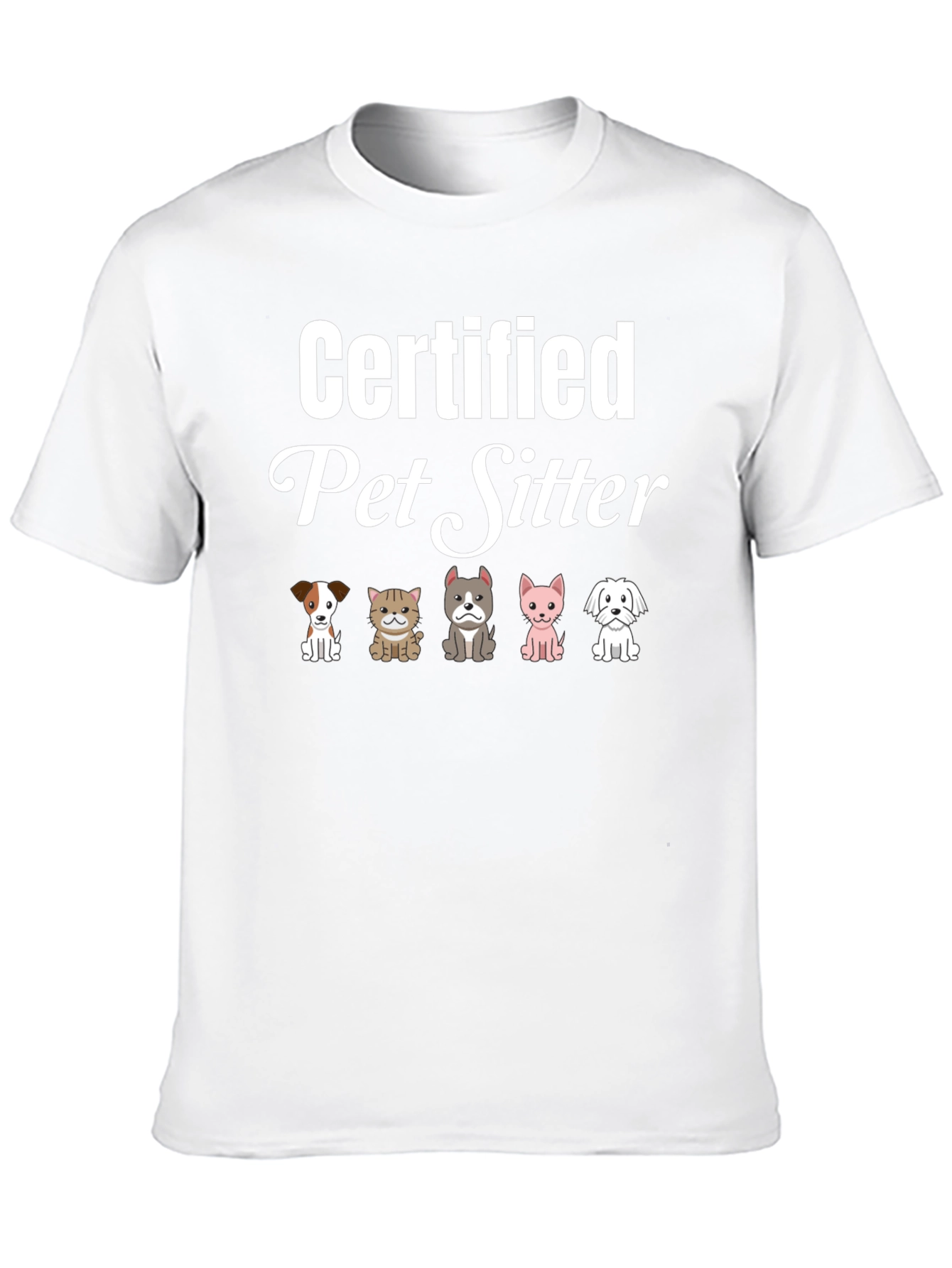Black Certified Pet Sitter T-Shirt Cute Dogs & Cats view 10